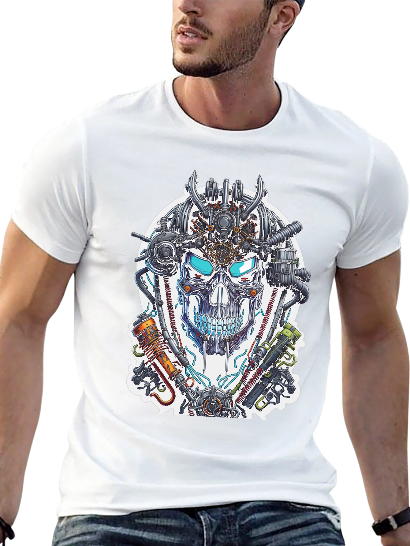 Steampunk Skull T-Shirt - Mechanical Design