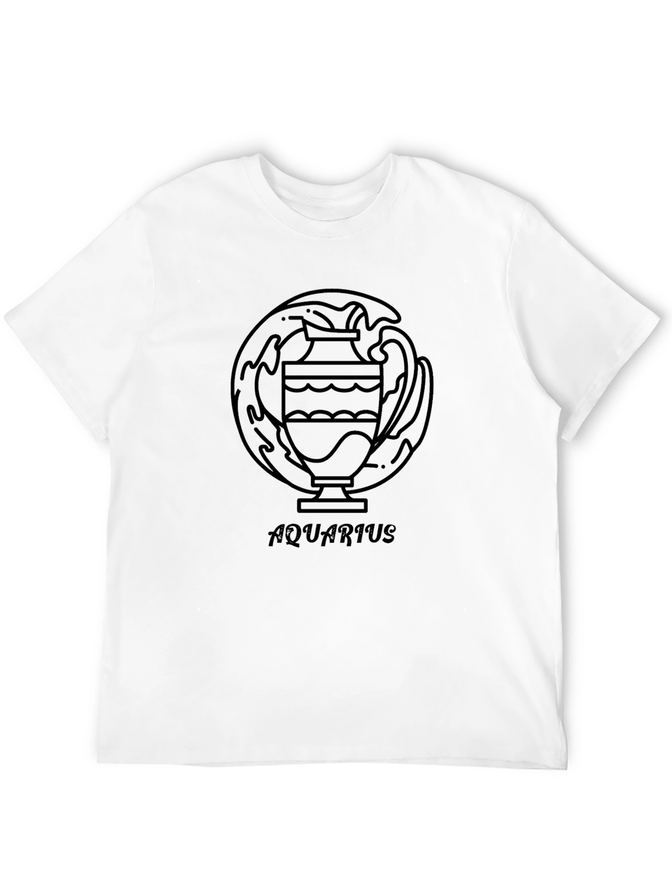 Aquarius Zodiac Black Graphic Tee for Men