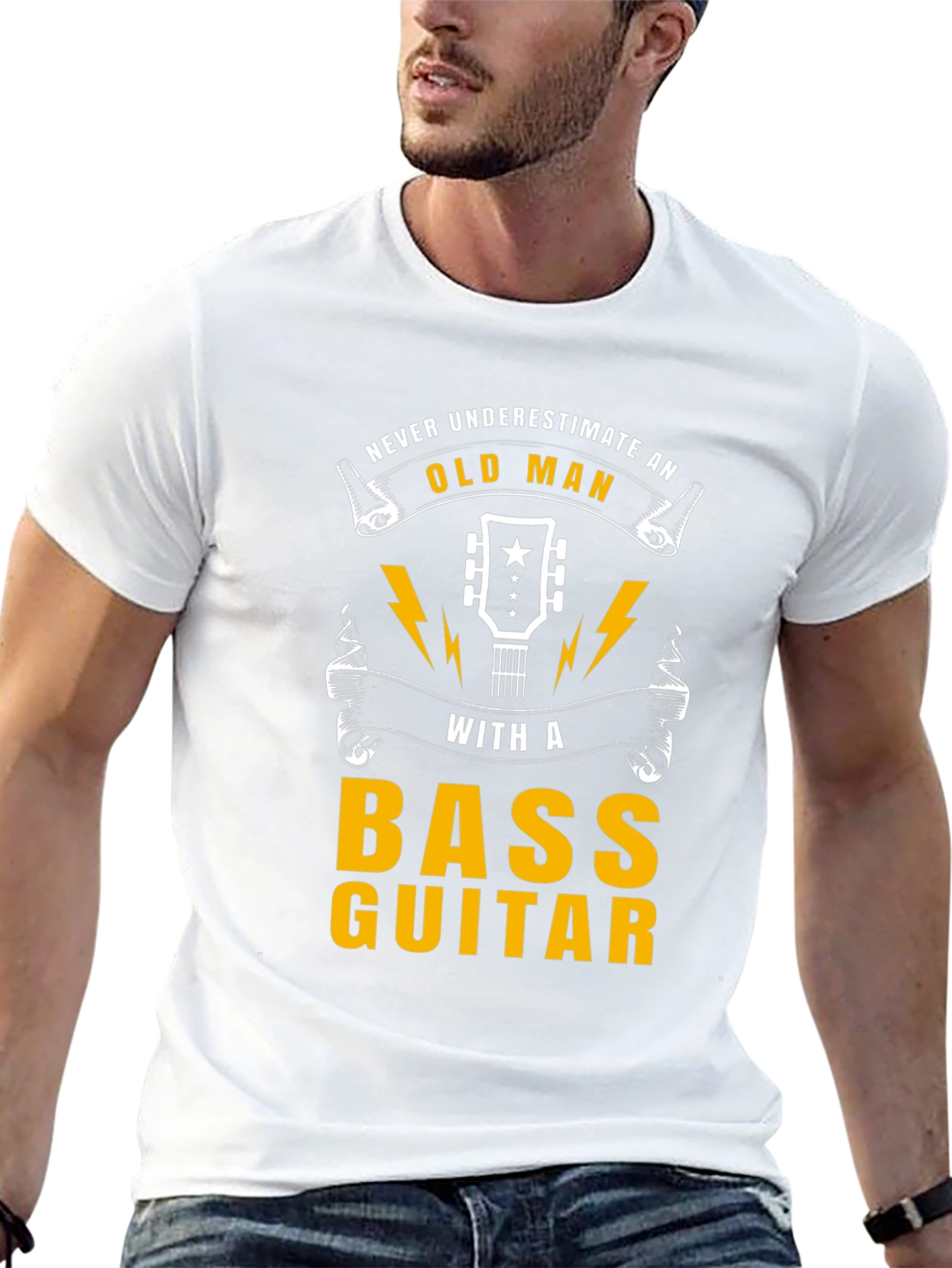 Never Underestimate Old Man With Bass Guitar T-Shirt