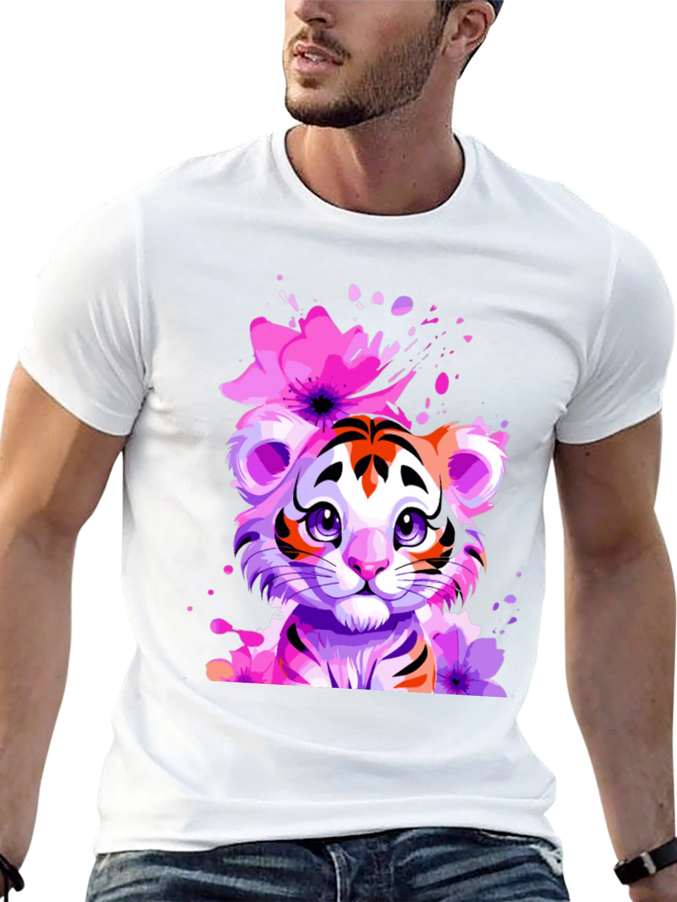 Floral Tiger Graphic Tee - Unique Design