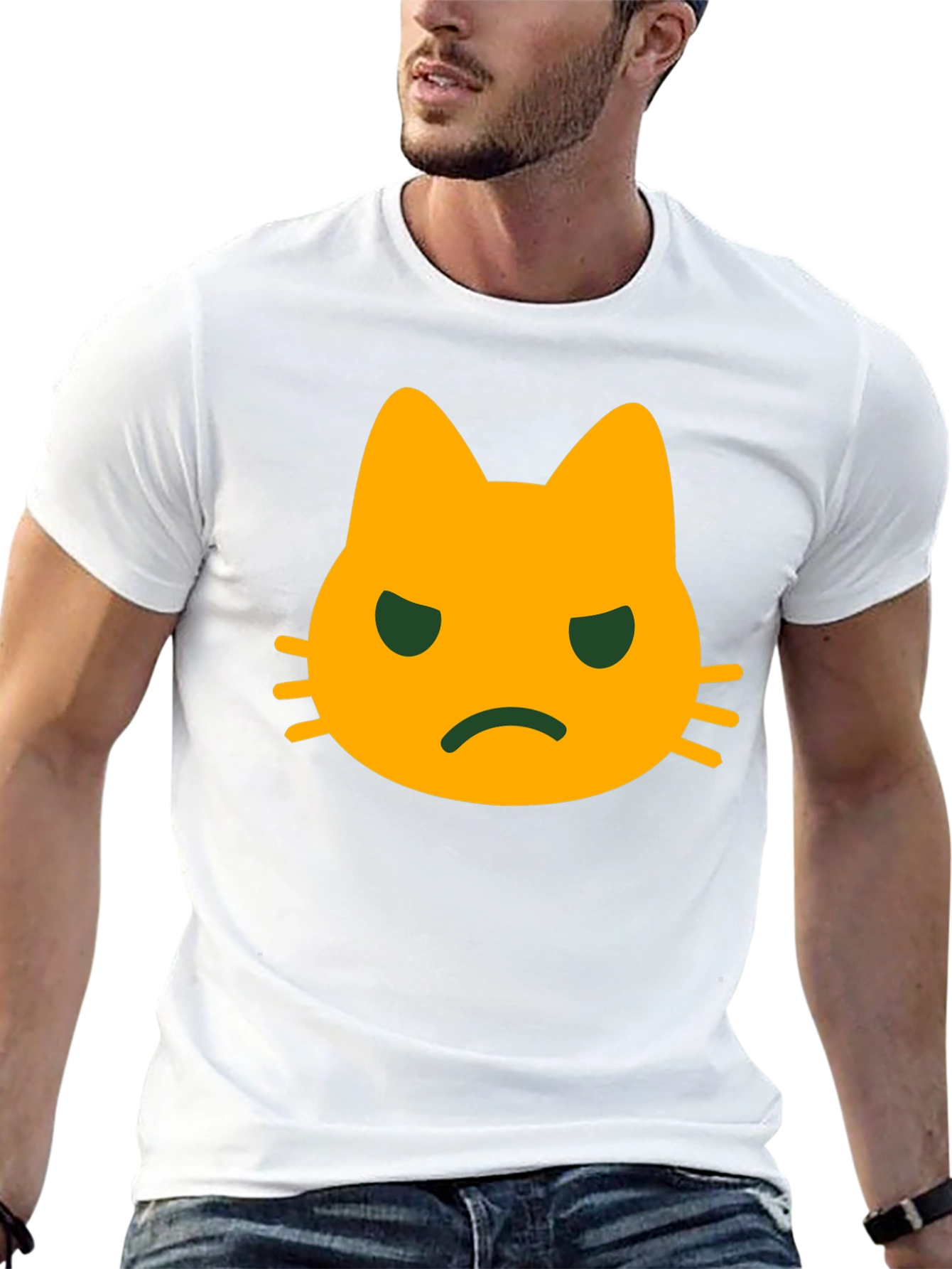 Grumpy Cat Face T-Shirt - Black Cotton Tee