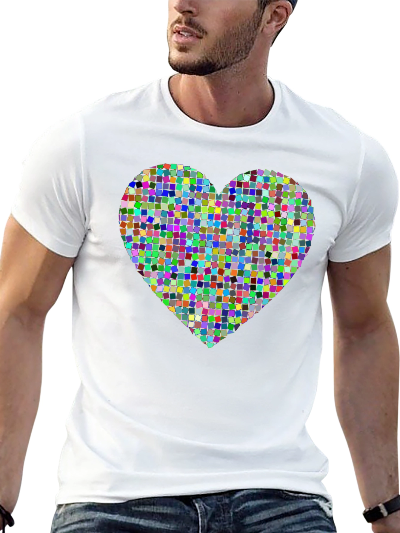 Pixel Heart Graphic Tee - Modern Black T-Shirt