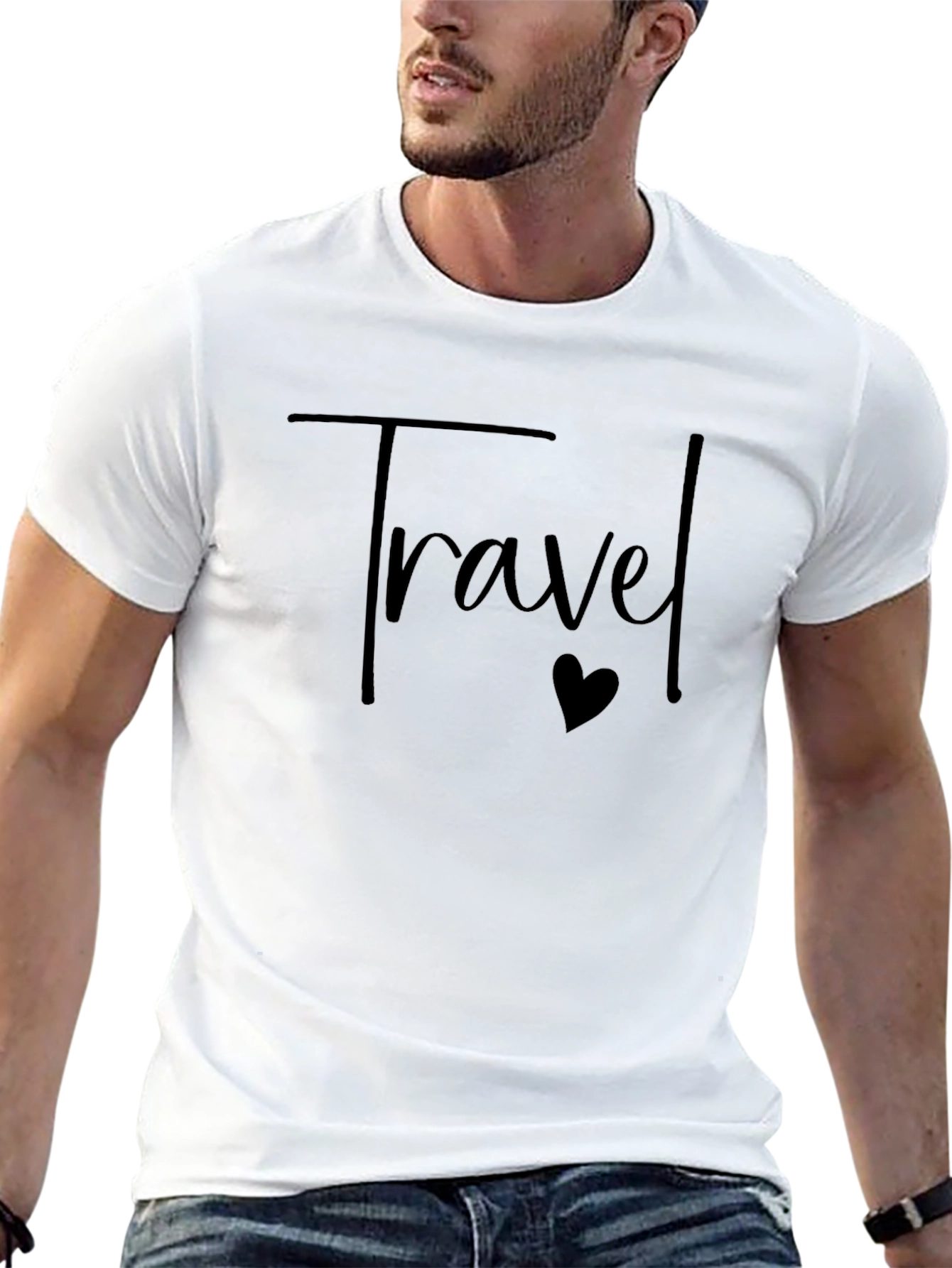 Travel Heart Tee - Black Cotton Casual Shirt