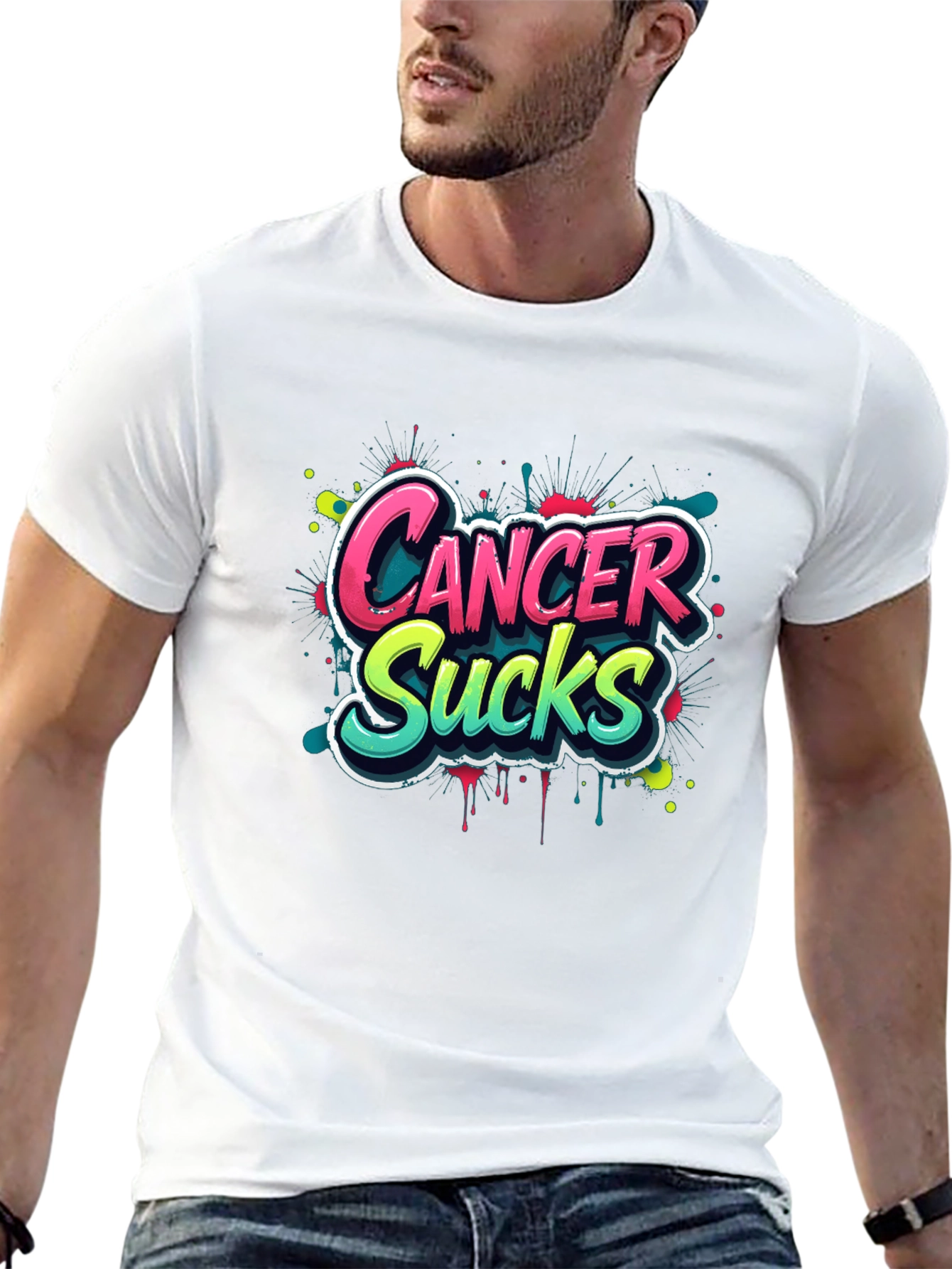 Cancer Sucks Graphic T-Shirt - Black Tee