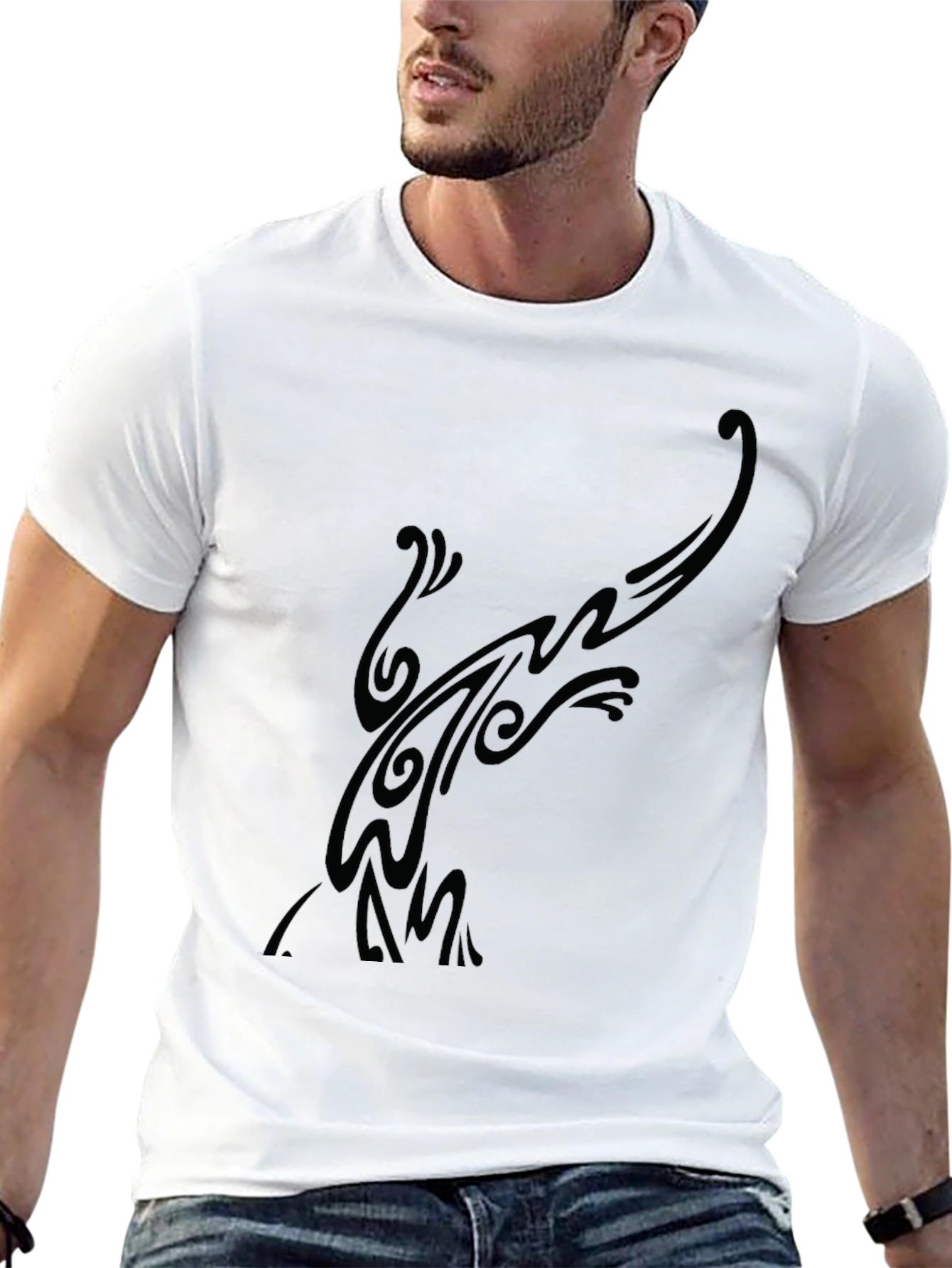 Mens Black Graphic Tee - Abstract Design