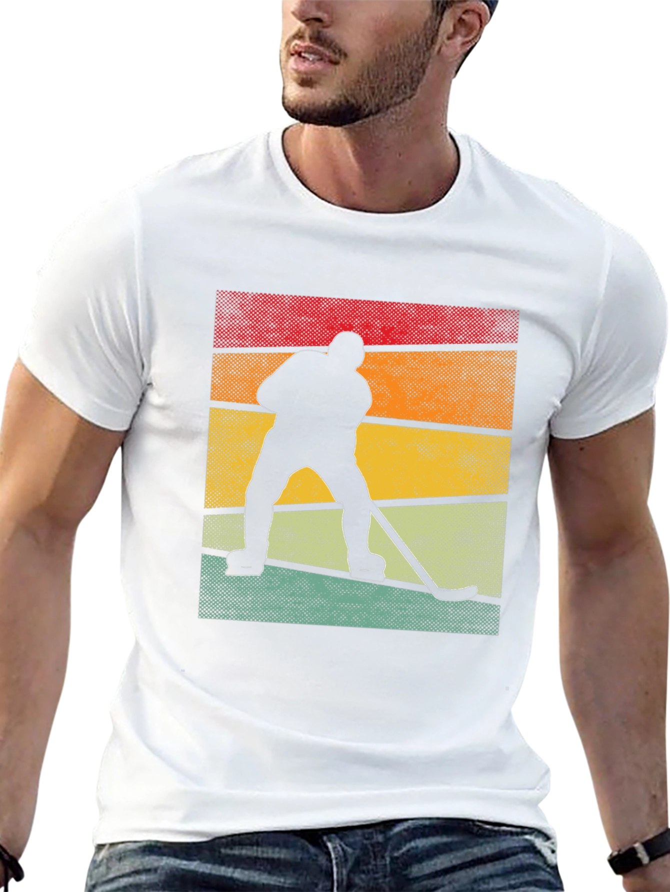 Retro Hockey Player Graphic T-Shirt