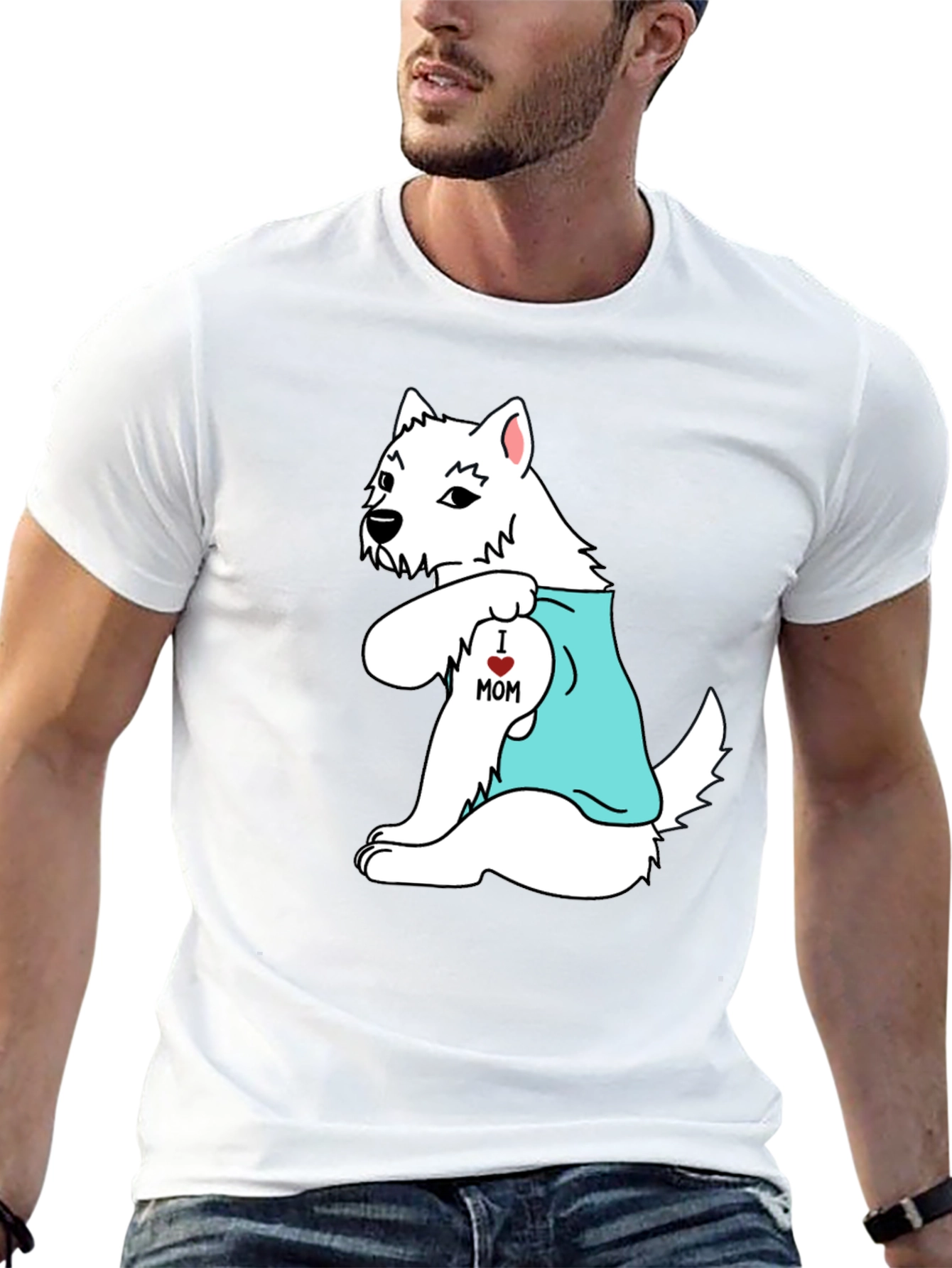 I Love Mom Westie Dog Graphic Tee