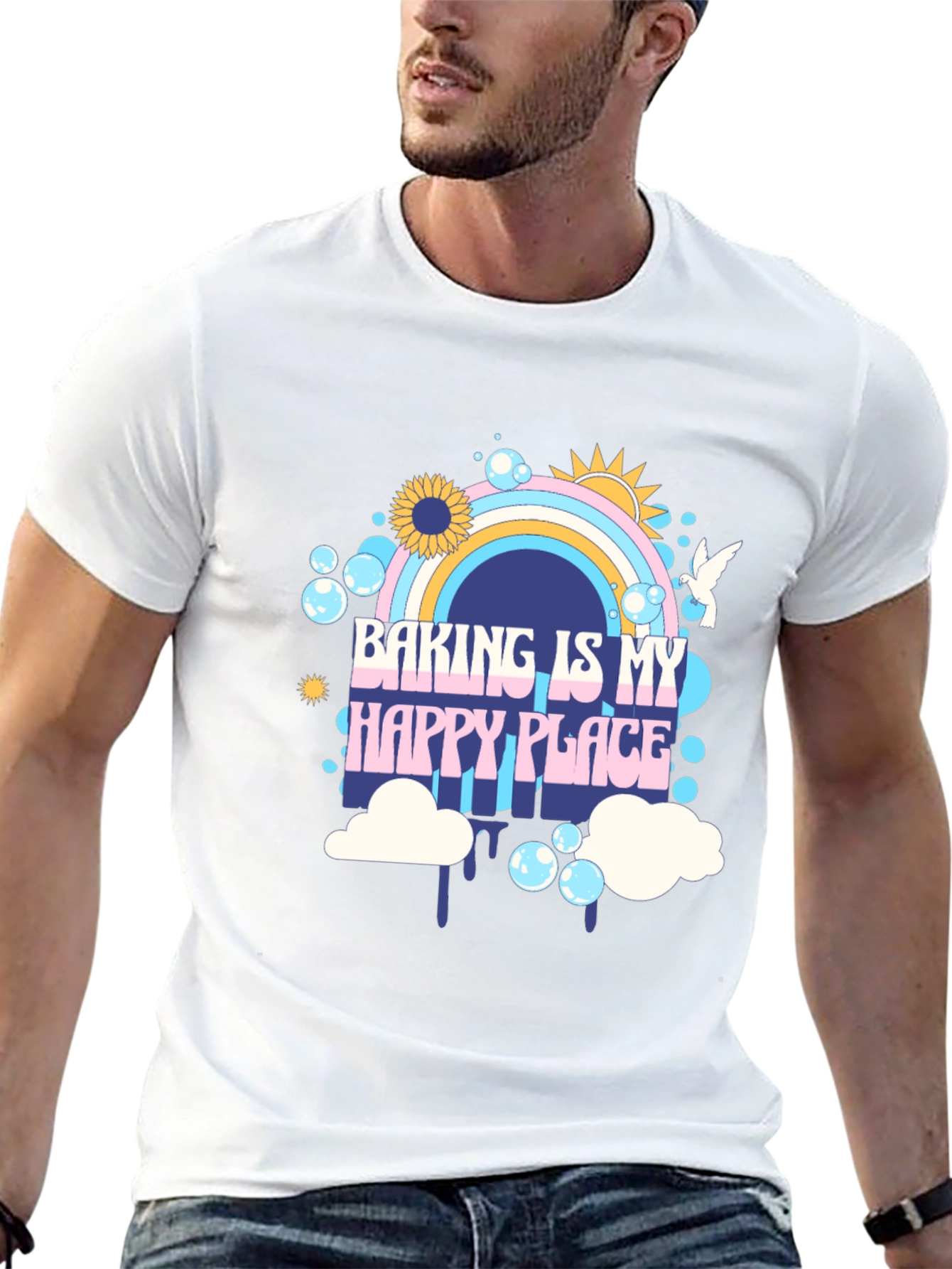 Baking is My Happy Place Black Graphic Tee