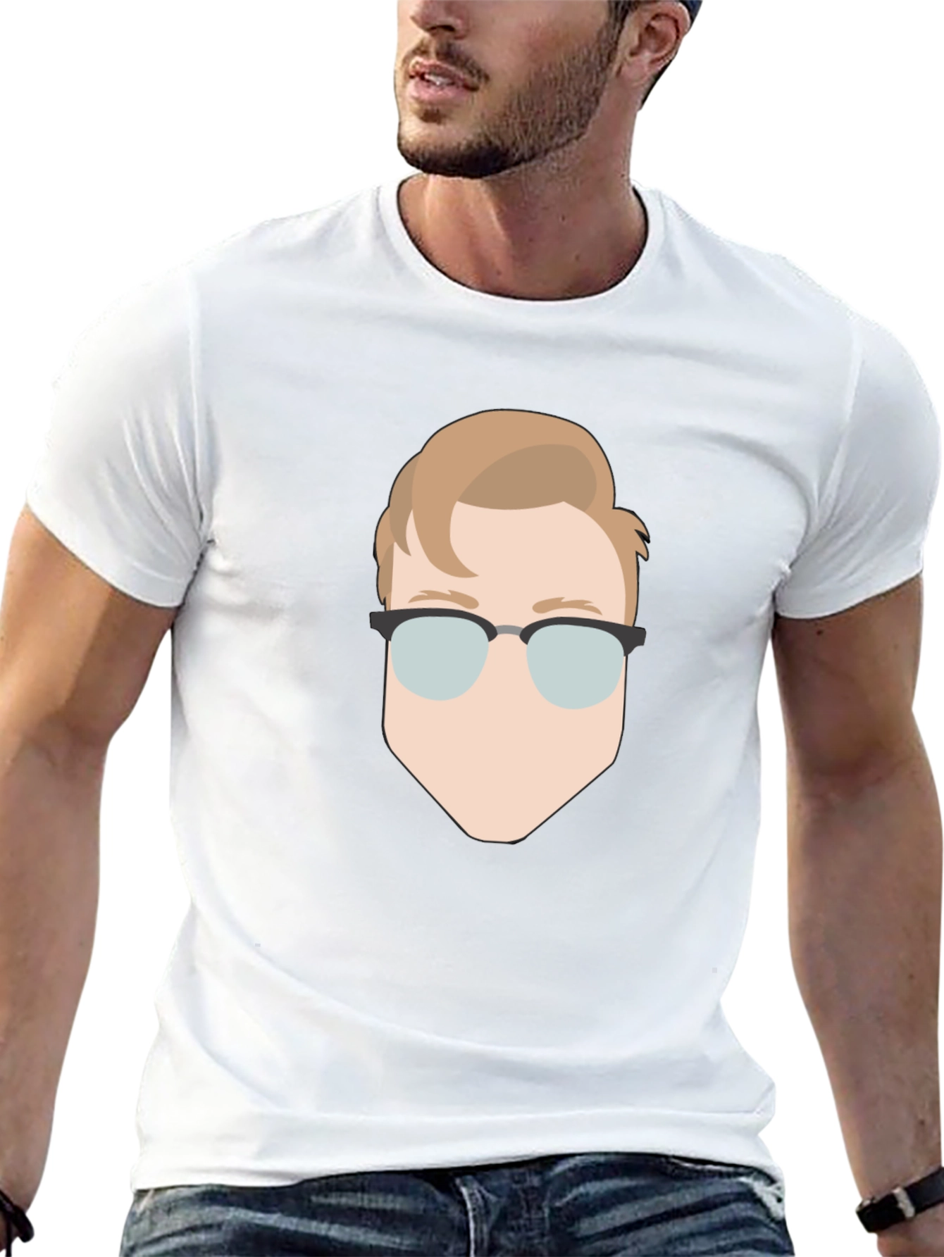 Retro Graphic Tee - Black T-Shirt with Face Design
