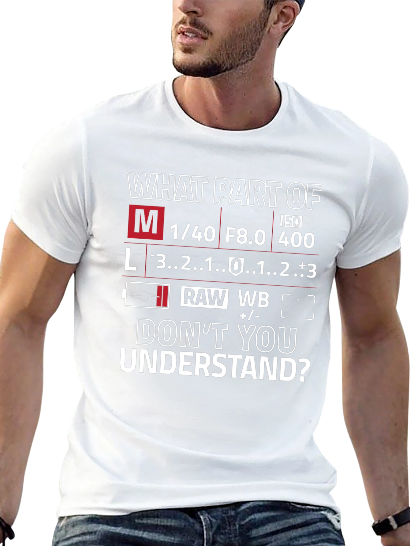 Photographers T-Shirt: Camera Settings Humor