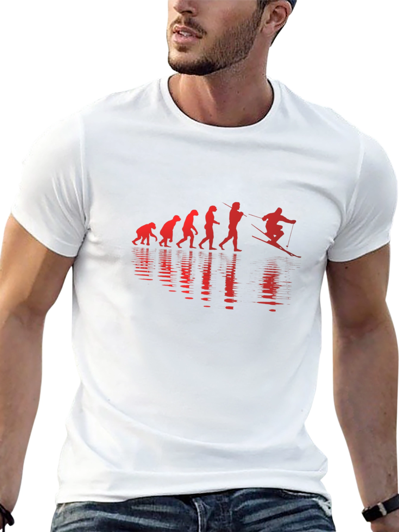 Evolution to Skier Graphic T-Shirt