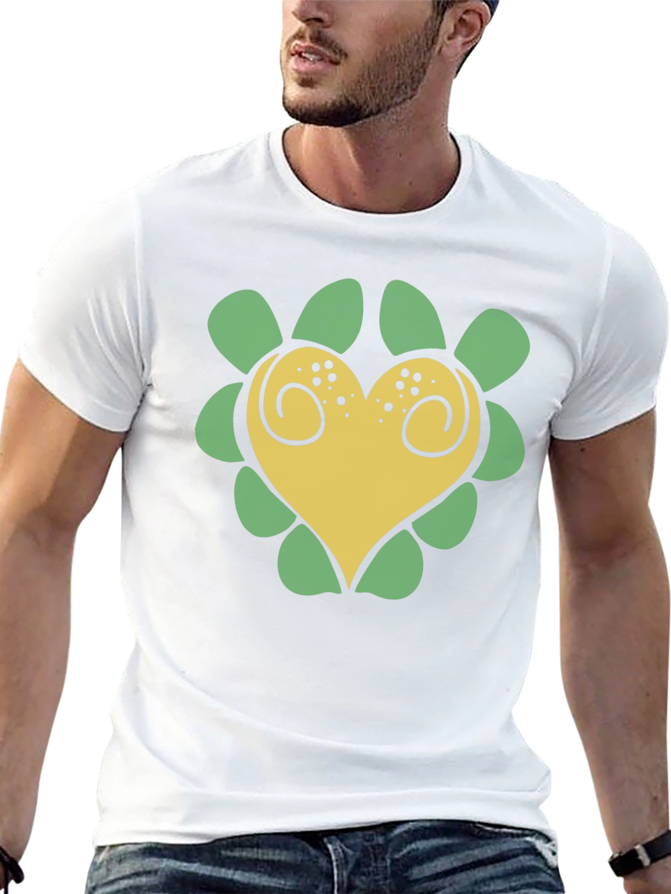 Heart Flower T-Shirt - Black