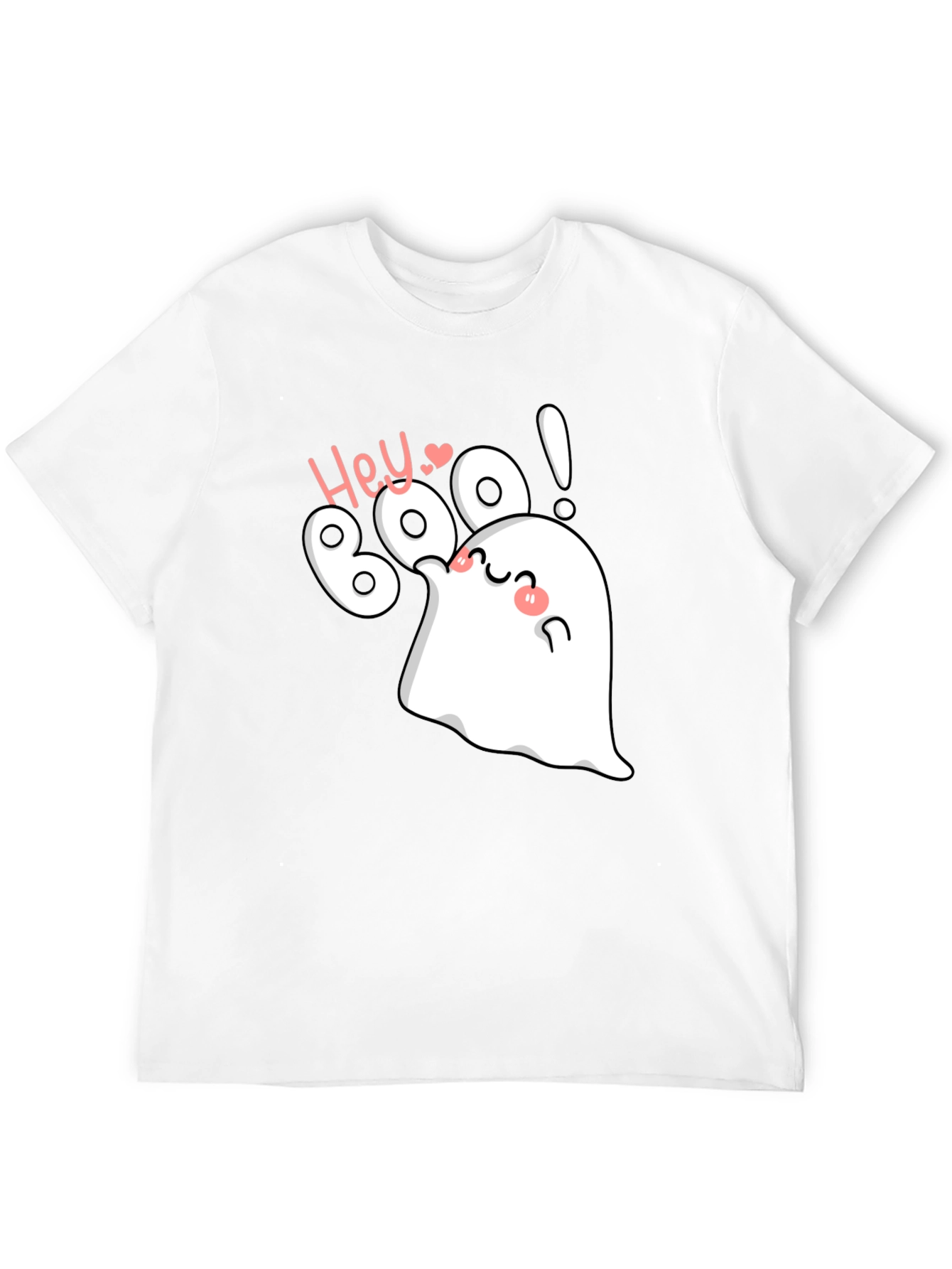 Hey Boo! Halloween Ghost Graphic Tee - Black