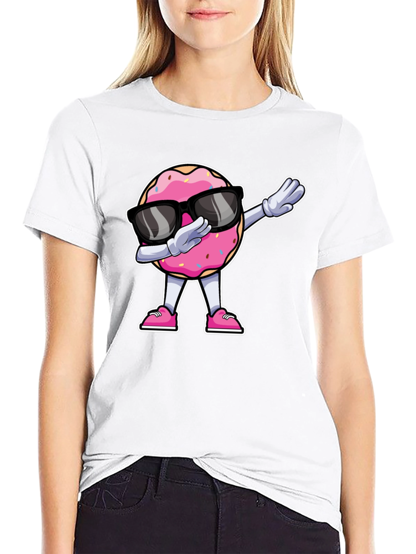Dabbing Donut T-Shirt - Funny Cartoon Tee