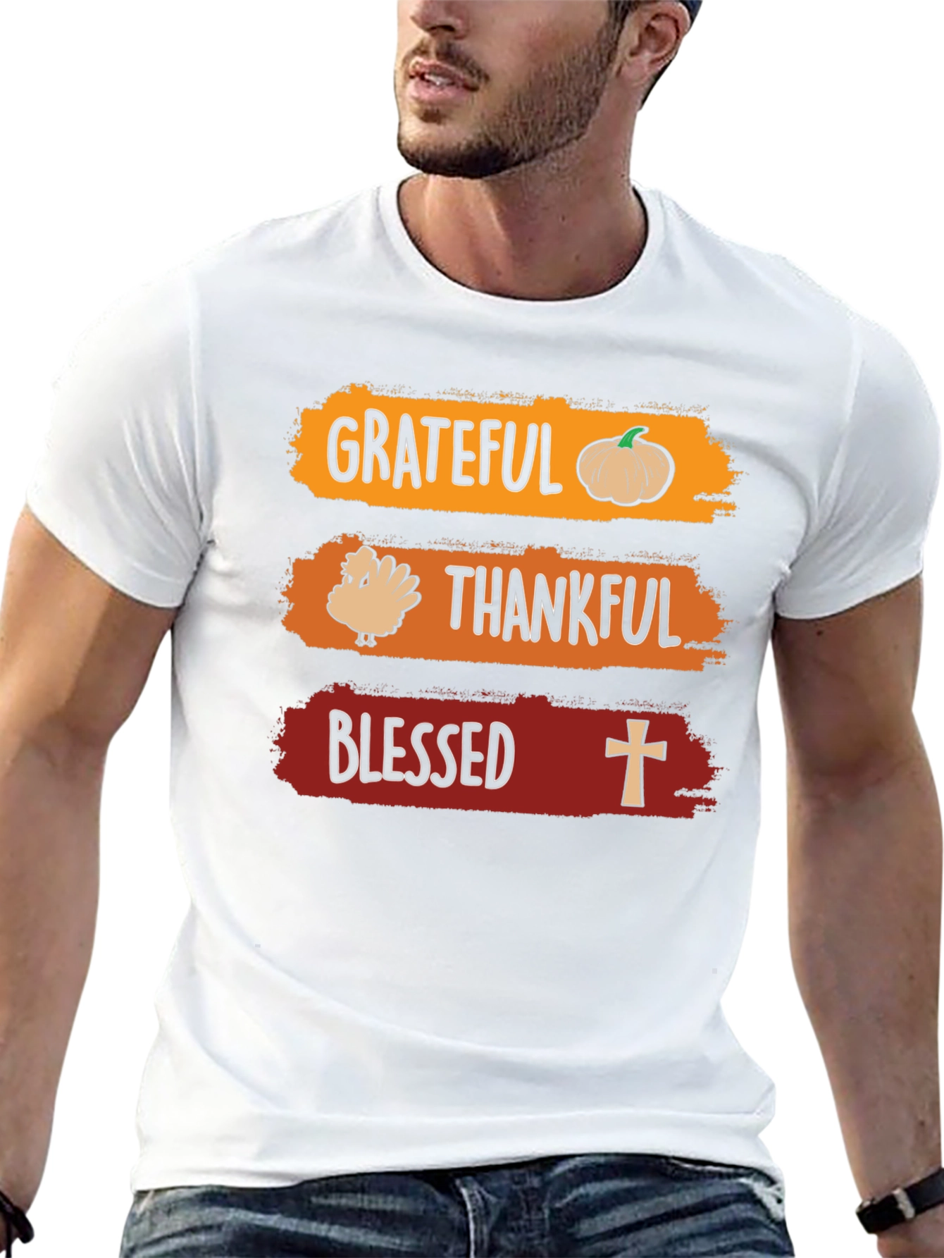 Grateful Thankful Blessed Thanksgiving T-Shirt
