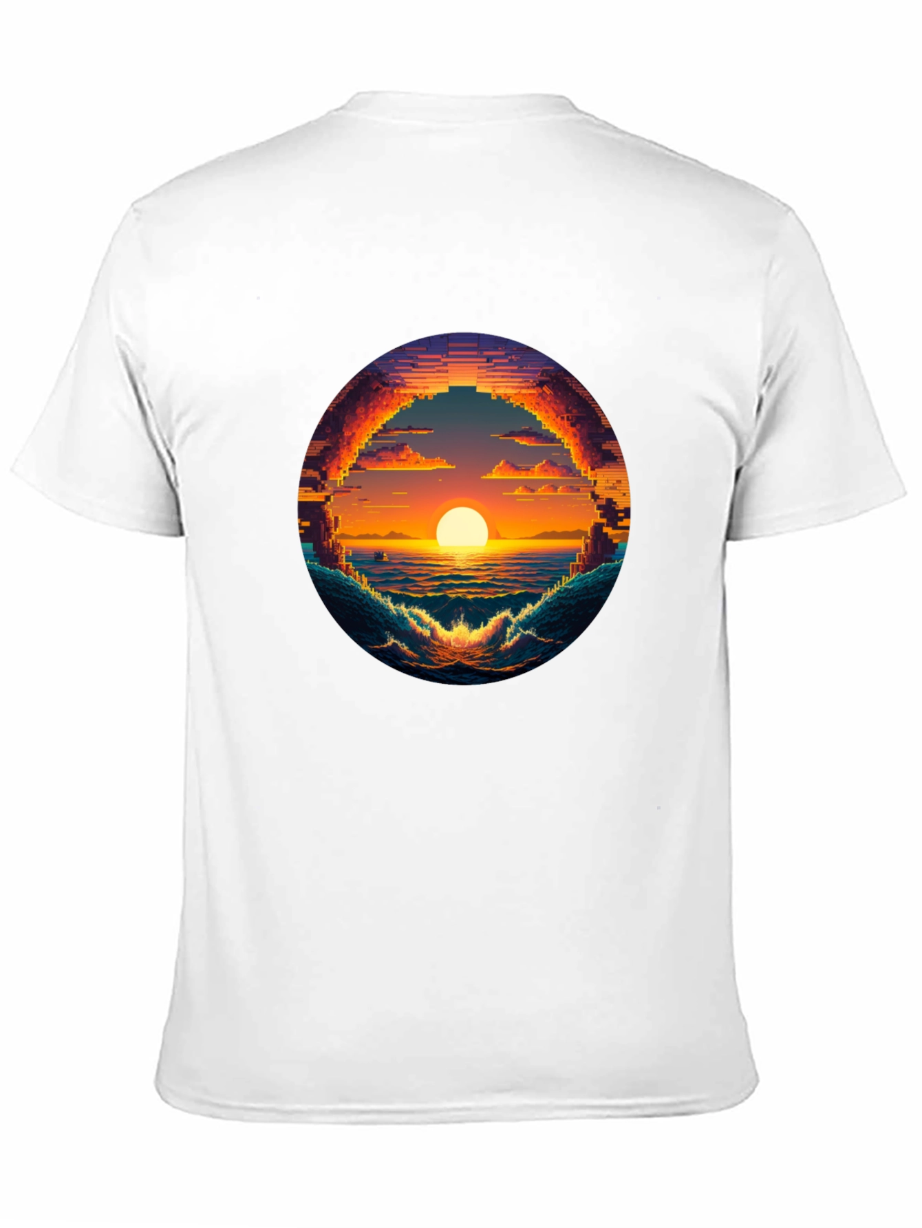 Pixel Sunset Graphic Tee - Retro Style