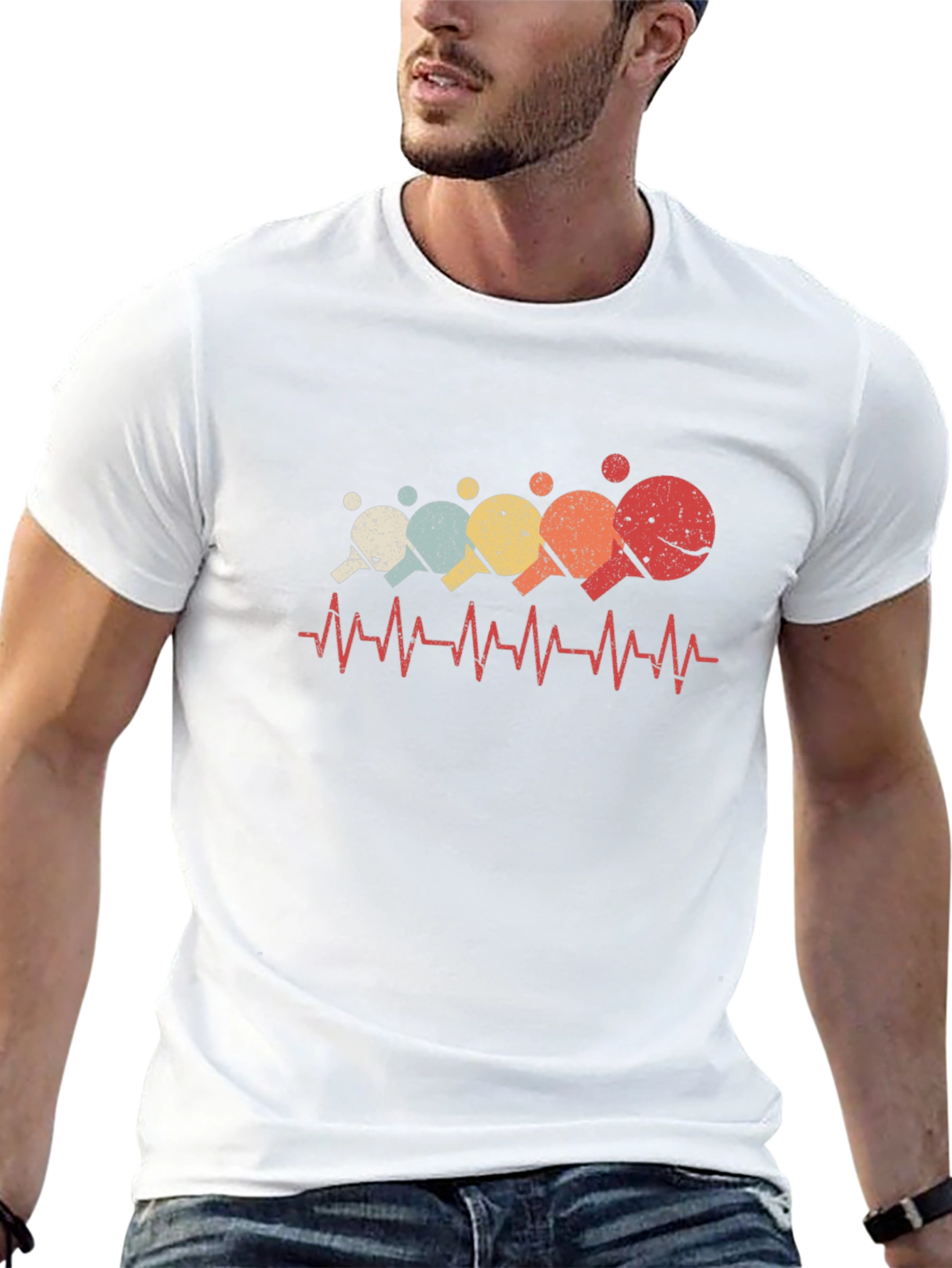 Retro Ping Pong Heartbeat Graphic Tee