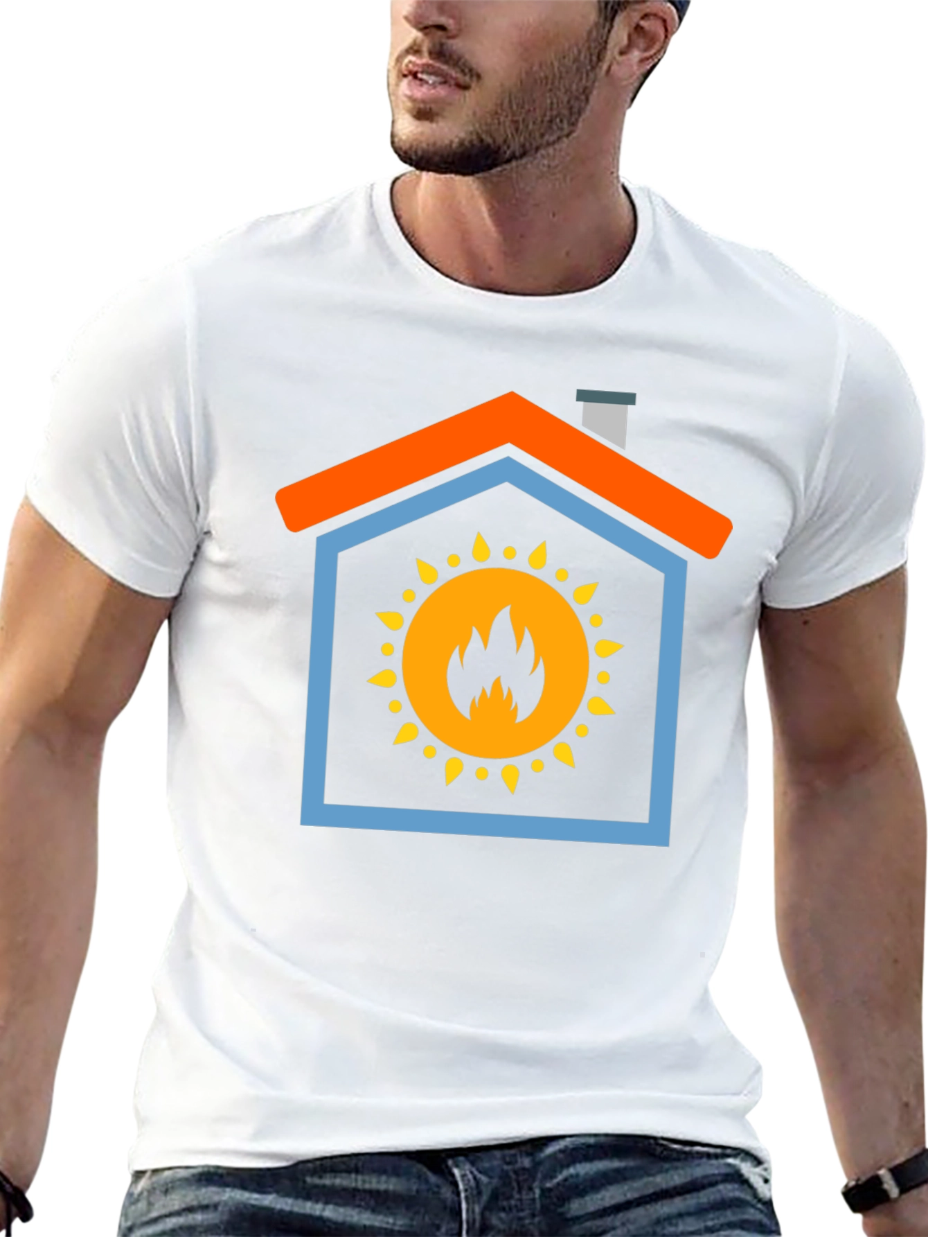 Fiery Home T-Shirt - Bold Graphic Design