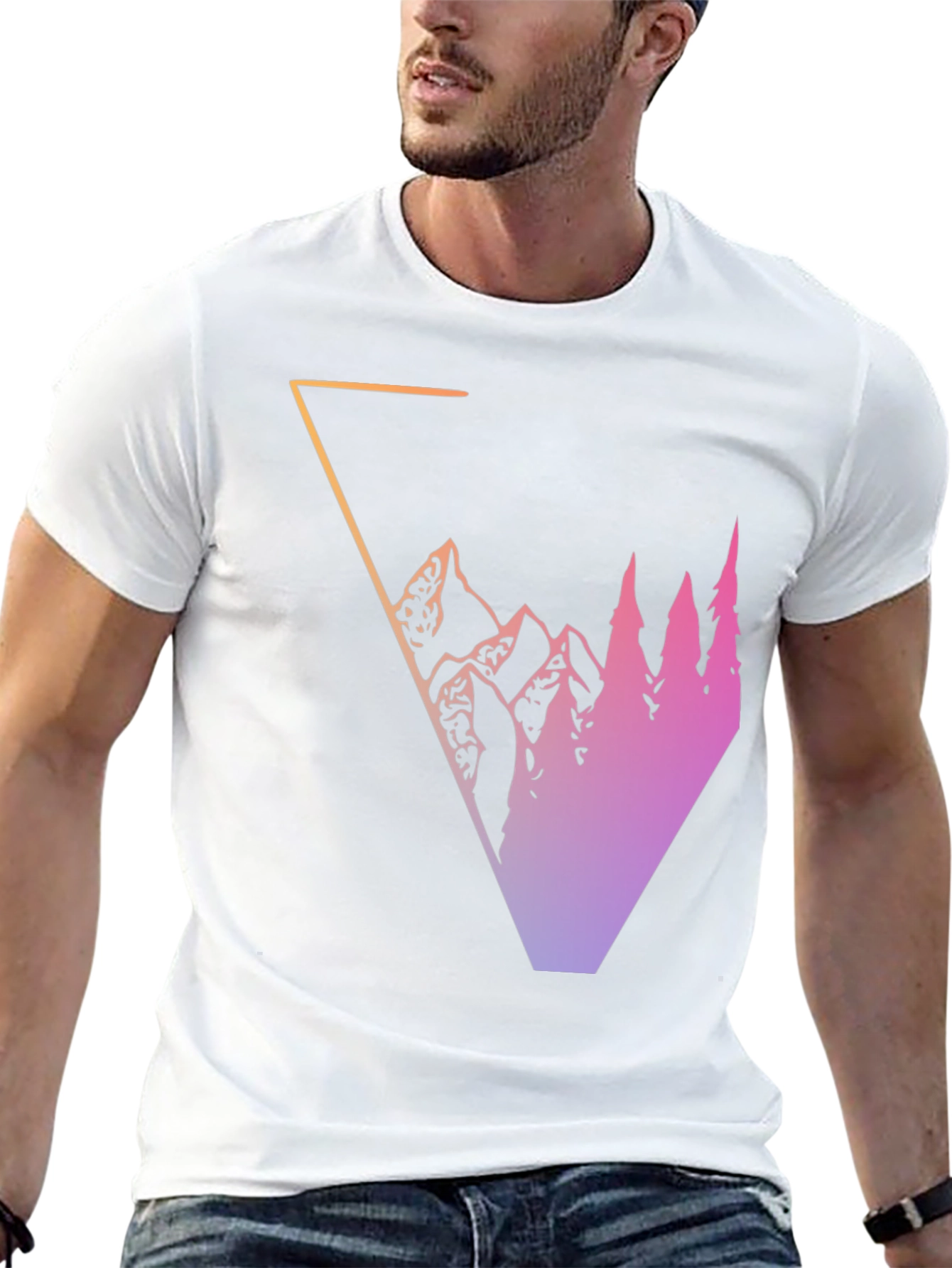 Gradient Mountain & Trees Graphic Tee