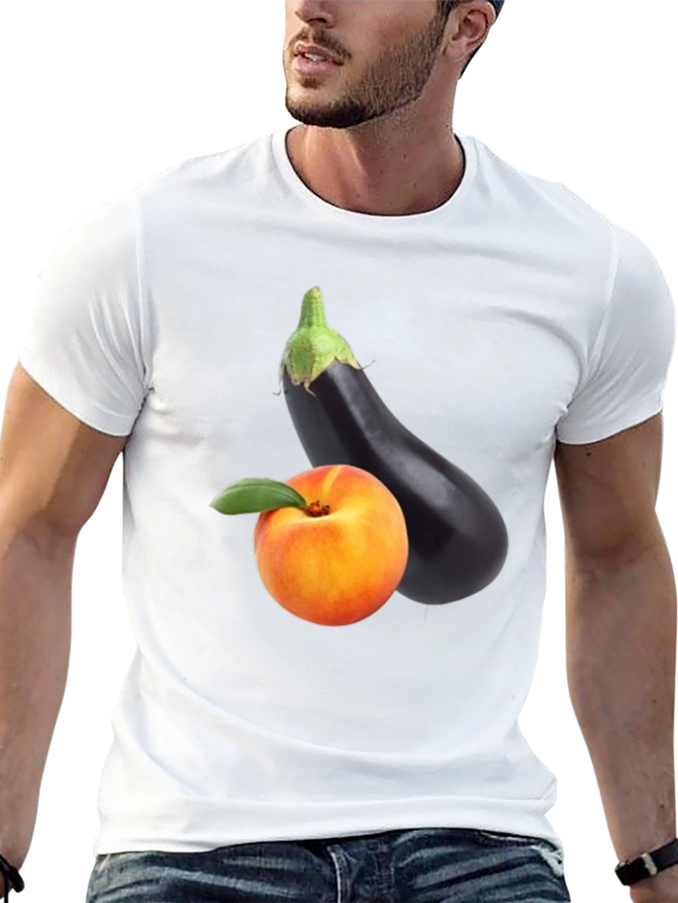 Peach & Eggplant Black T-Shirt