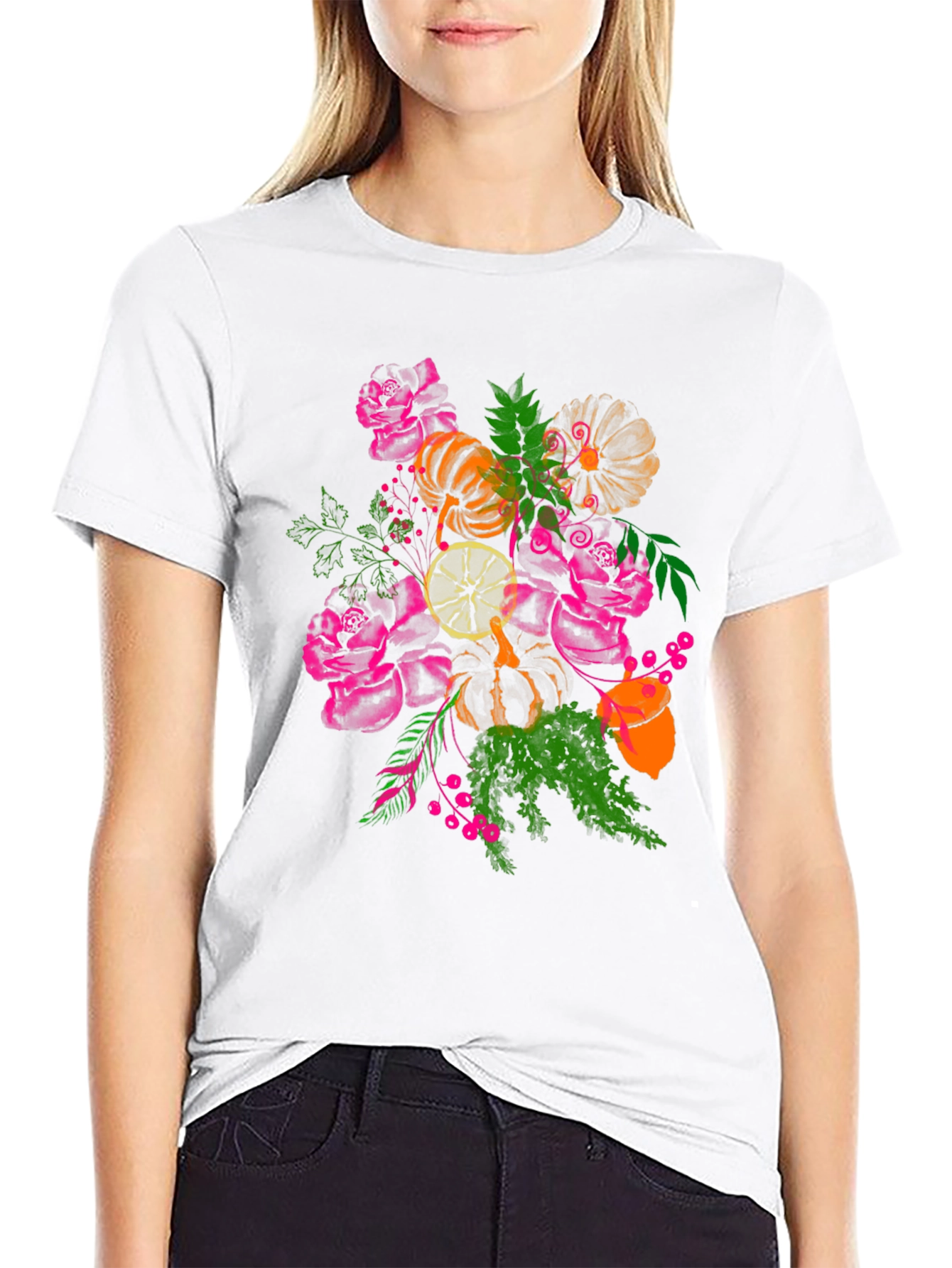 Floral Pumpkin Graphic Tee - Stylish Fall Fashion