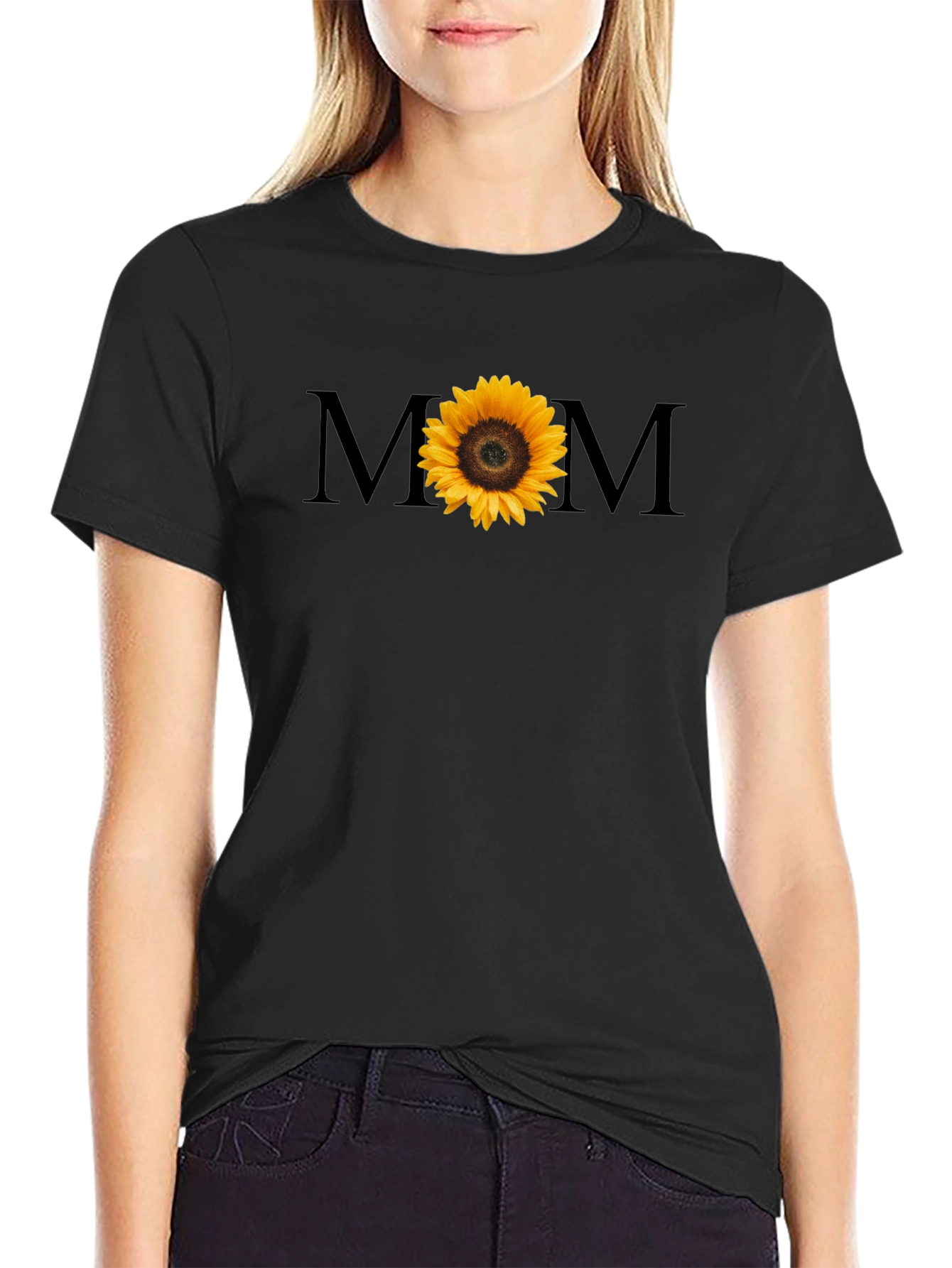Sunflower Mom Graphic Print T-Shirt