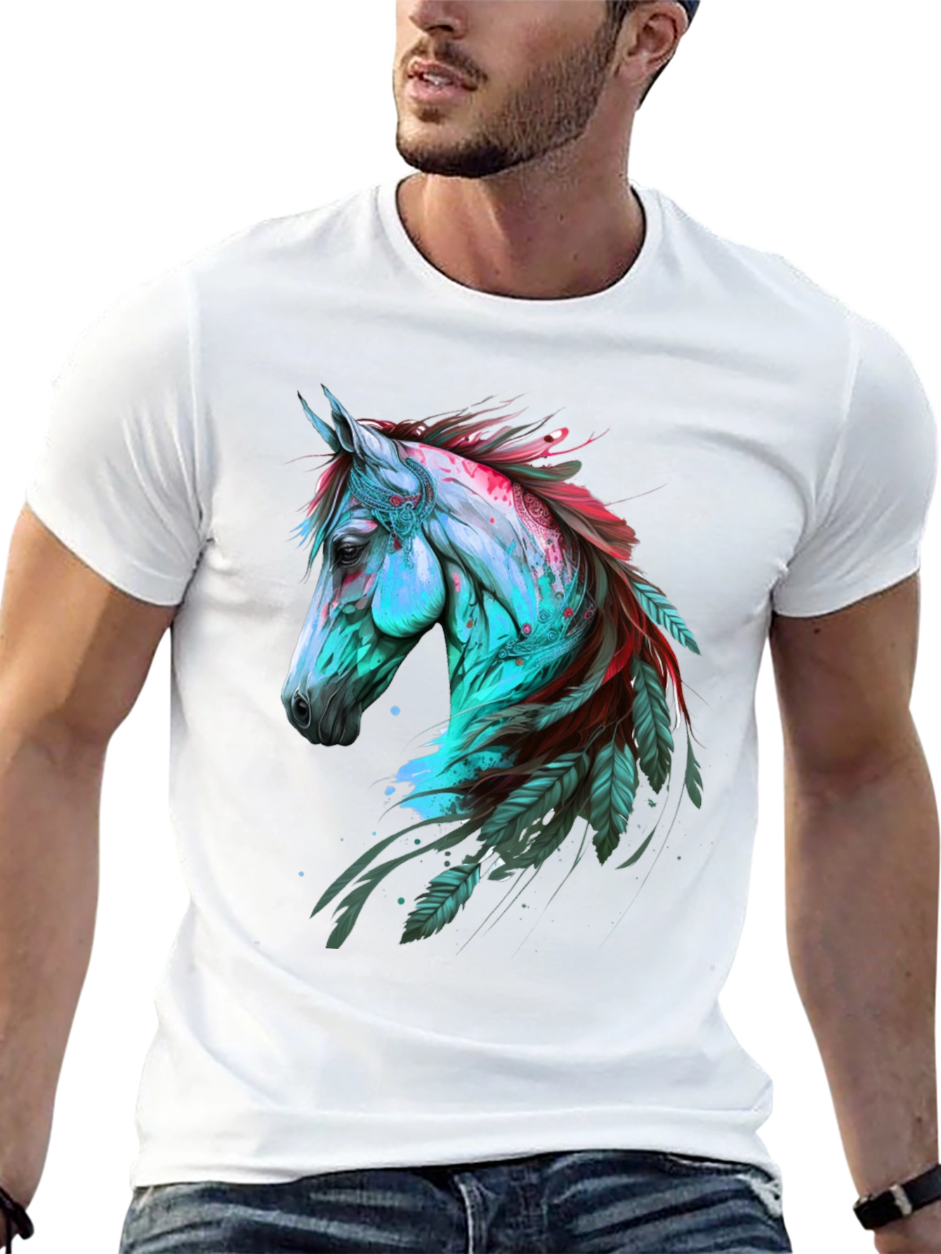 Horse & Feather Graphic Tee - Bold Style