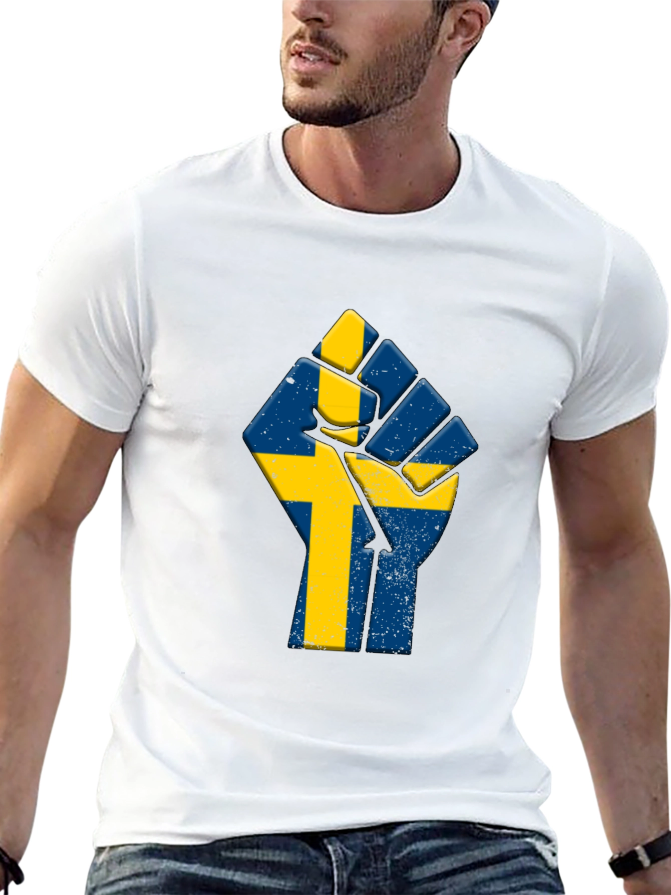Sweden Flag Fist T-Shirt - Black Pride Tee