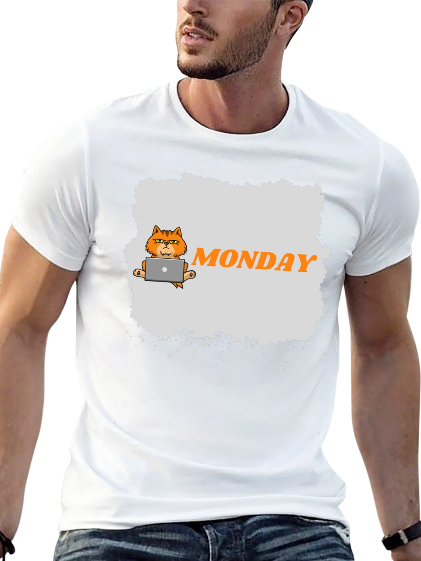 Monday Cat Graphic T-Shirt - Mens Black Tee