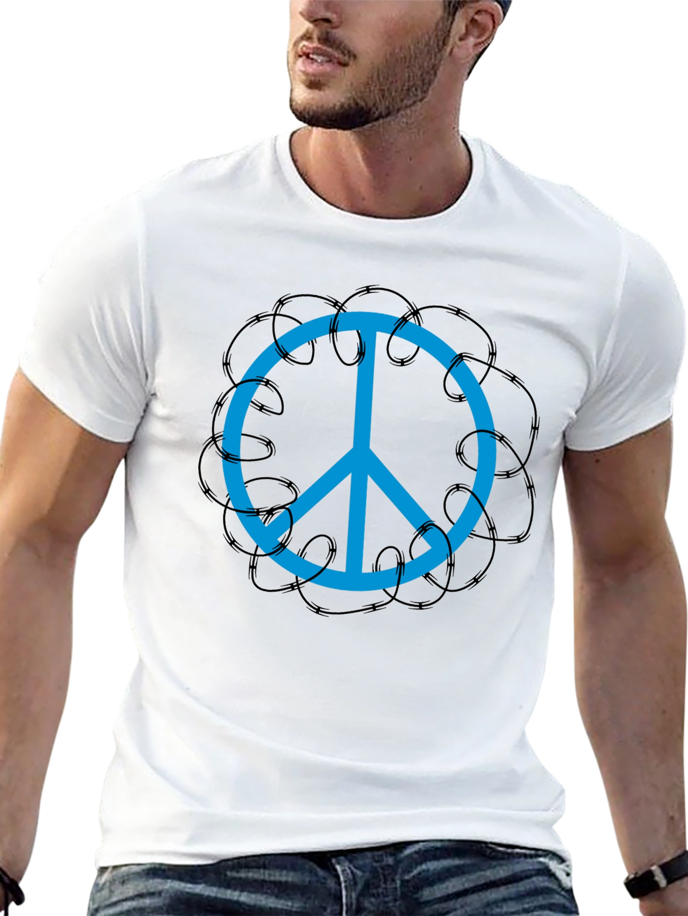 Peace Sign T-Shirt - Barbed Wire Design