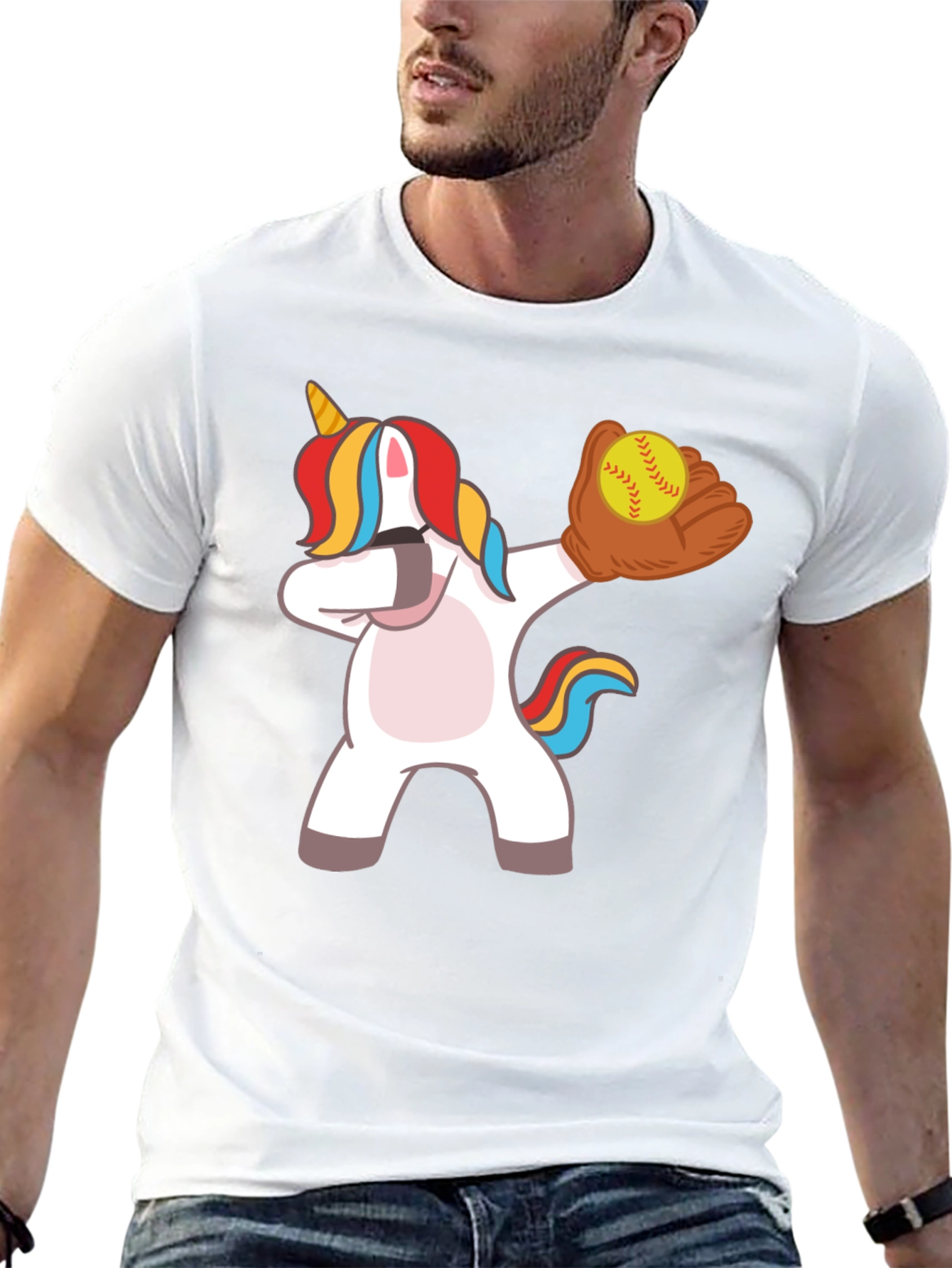 Dabbing Unicorn Softball T-Shirt