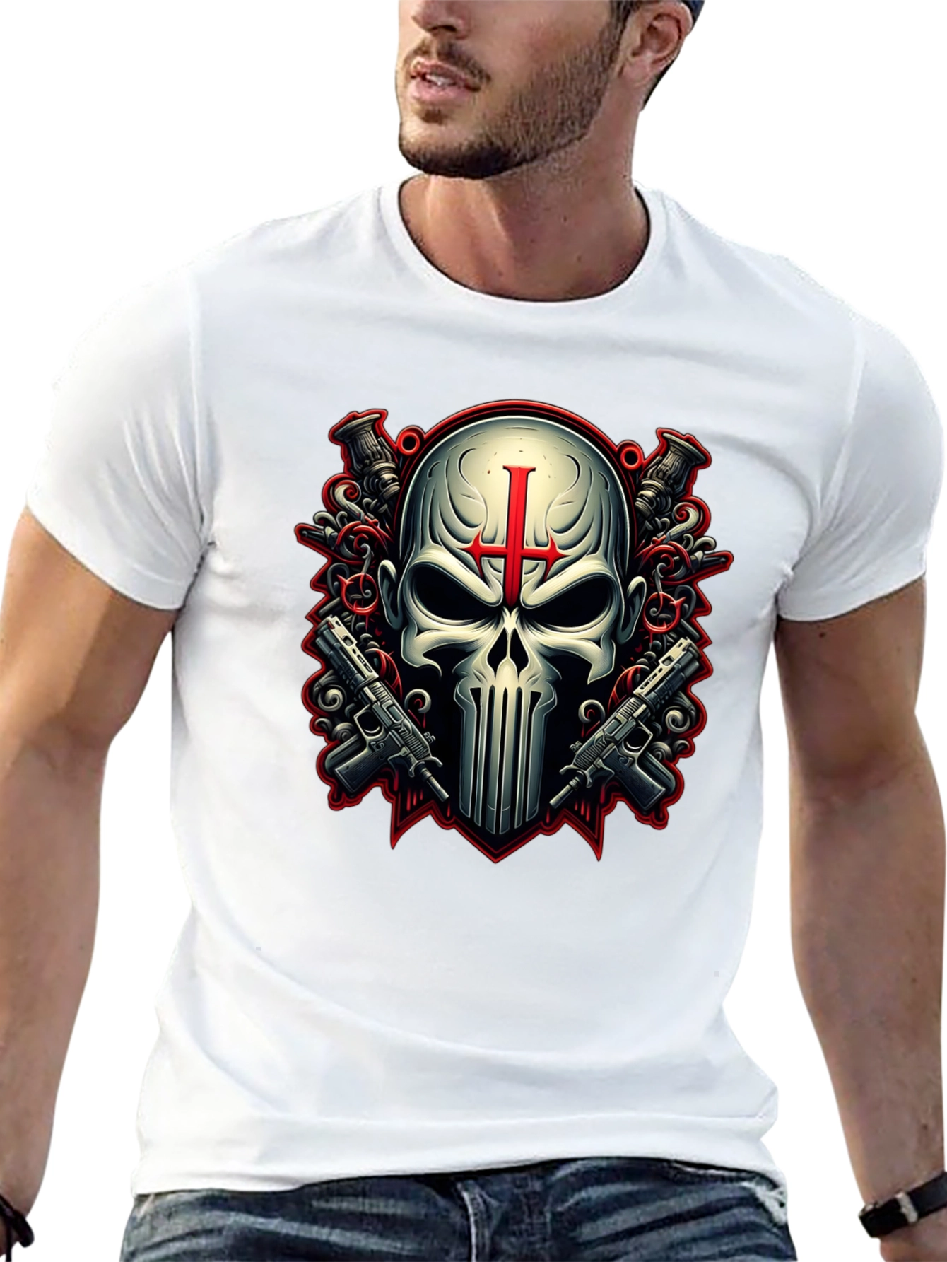 Punisher Skull Graphic Tee - Heavy Metal Style