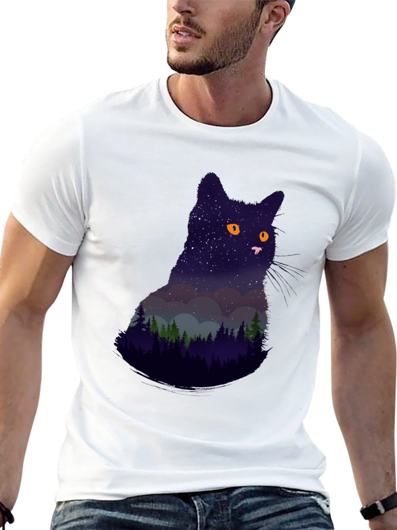 Night Sky Cat Graphic Tee
