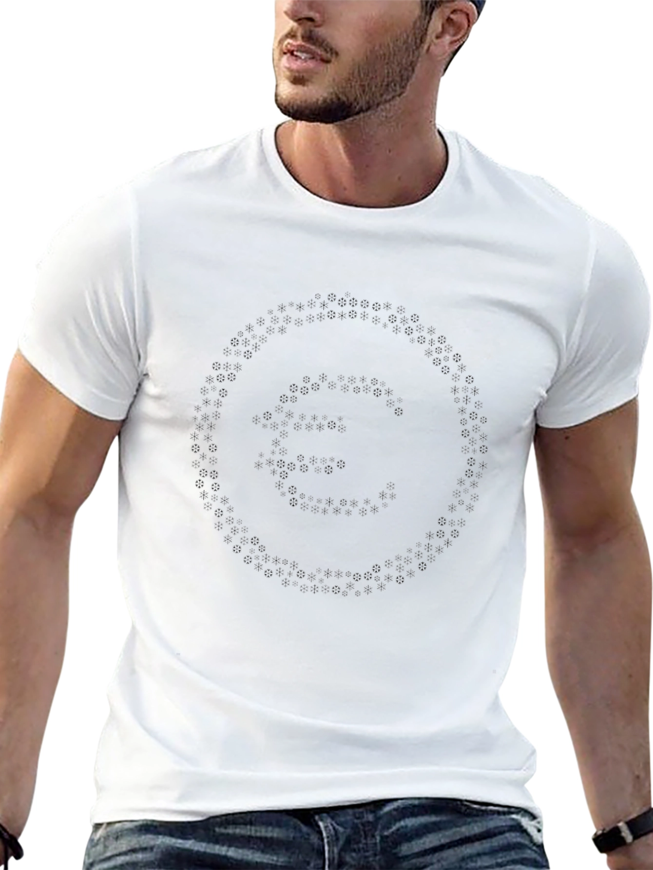 Abstract Circle Print Black T-Shirt for Men
