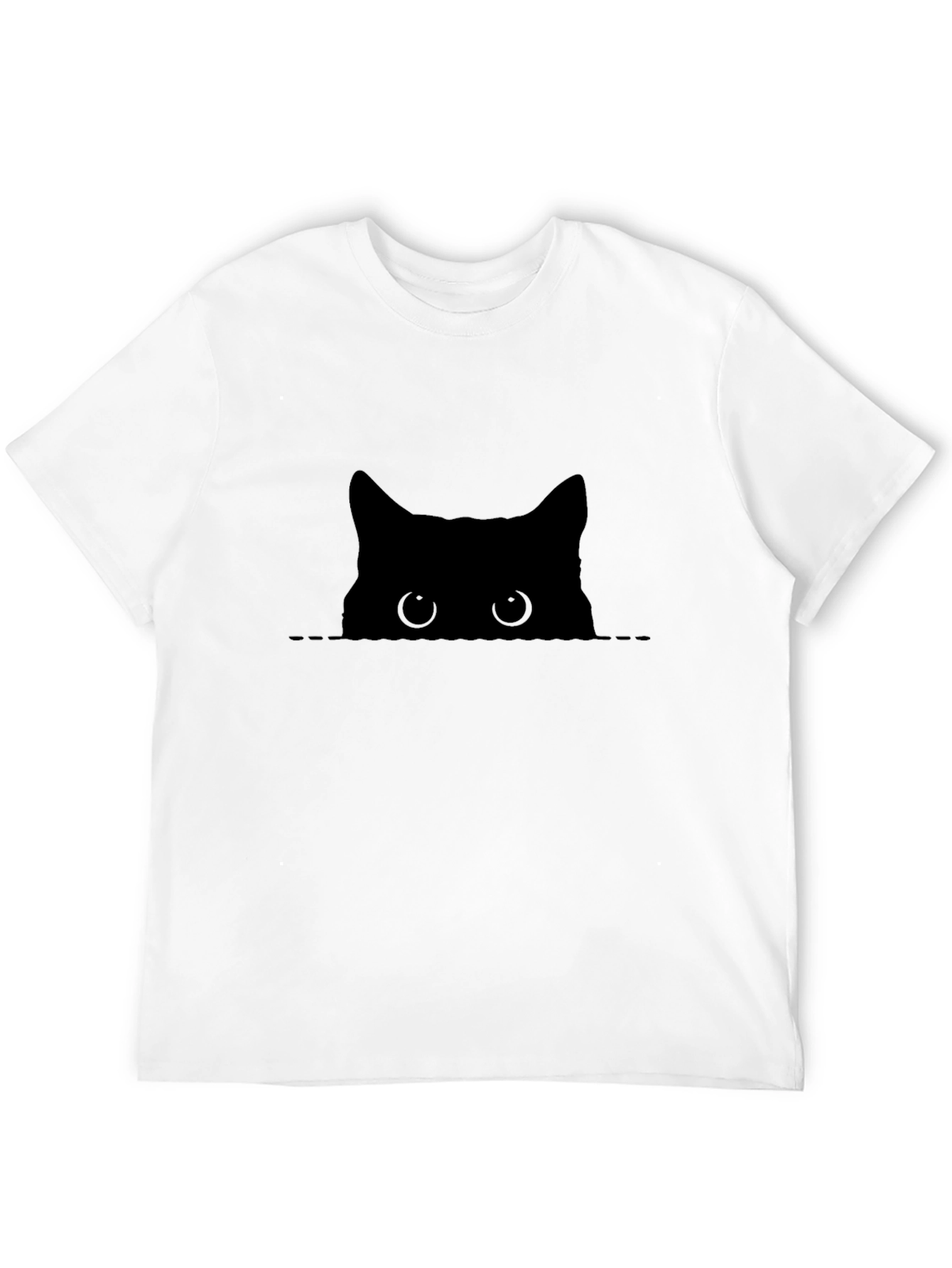 Peeking Cat Graphic Tee - Black Cotton Comfort