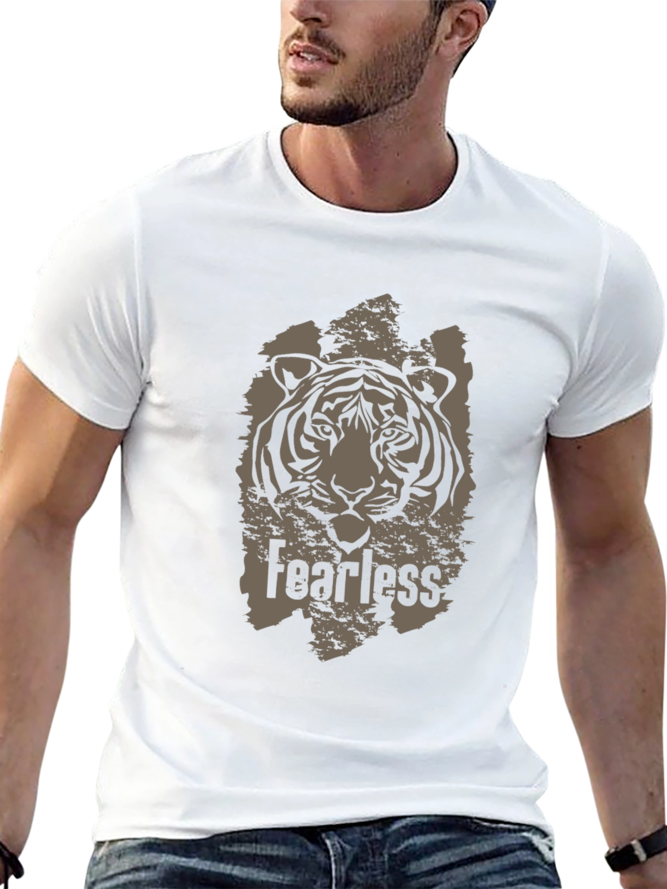 Fearless Tiger Graphic Black T-Shirt