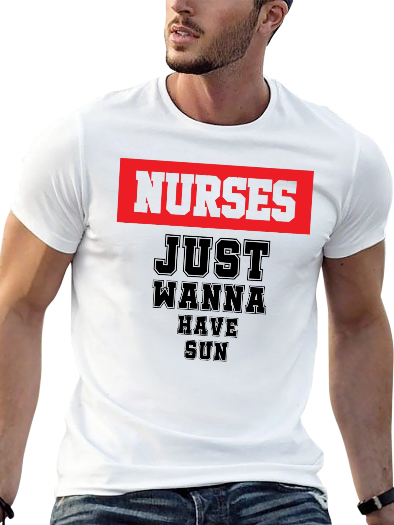 Nurses Just Wanna Have Sun Graphic Tee - Black