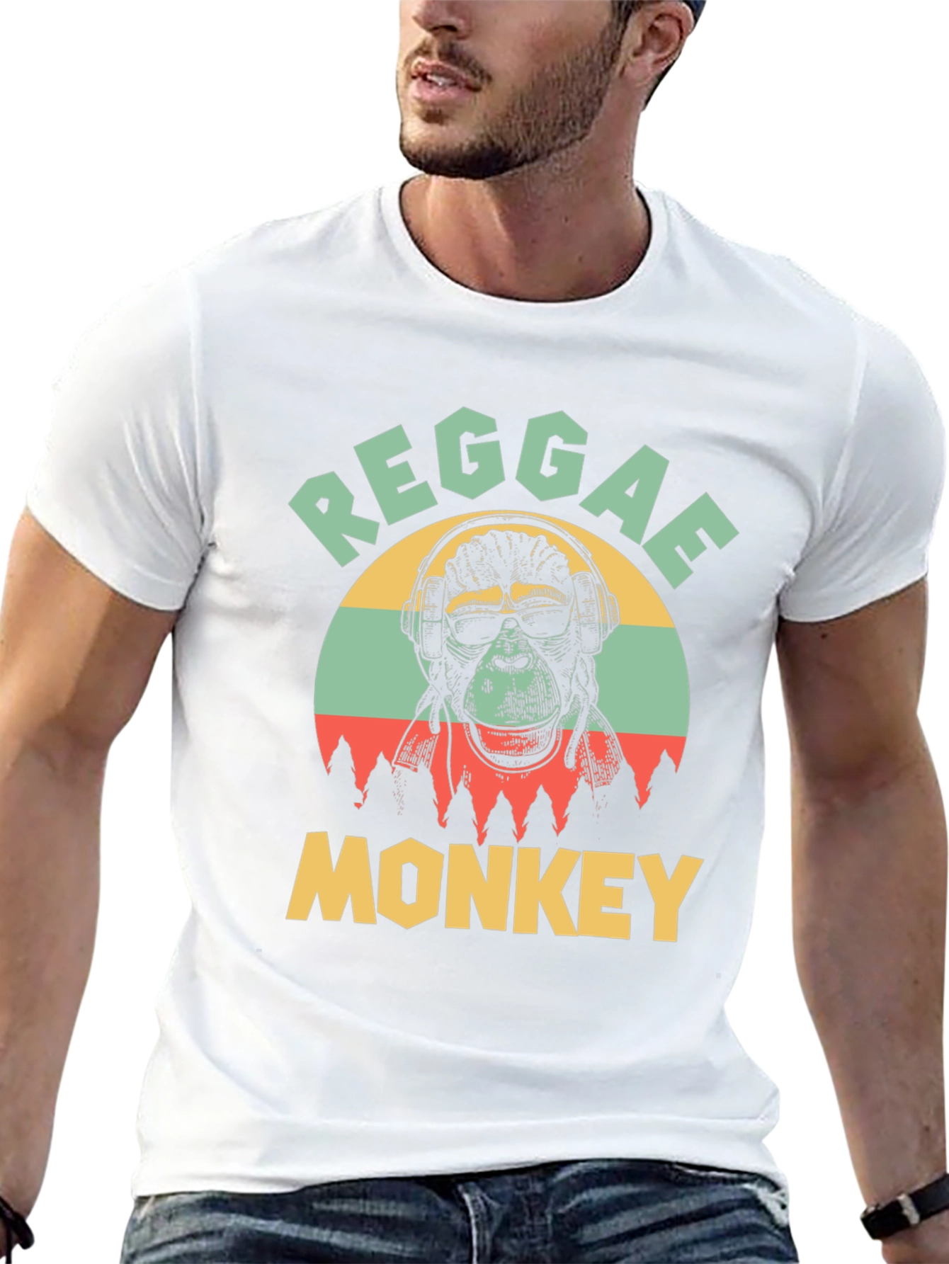 Reggae Monkey Graphic T-Shirt - Black