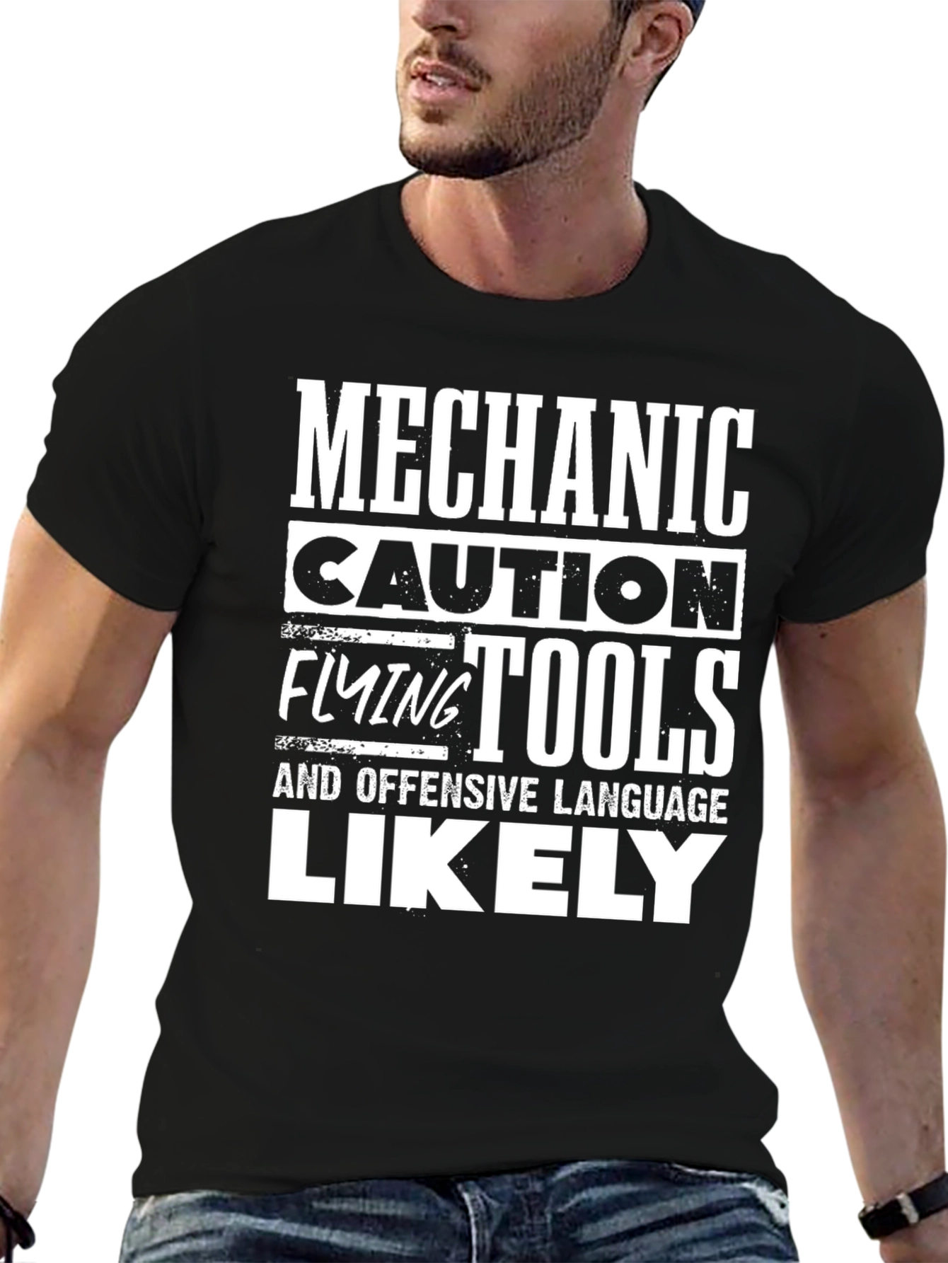 Mechanic Flying Tools Caution Novelty T-Shirt