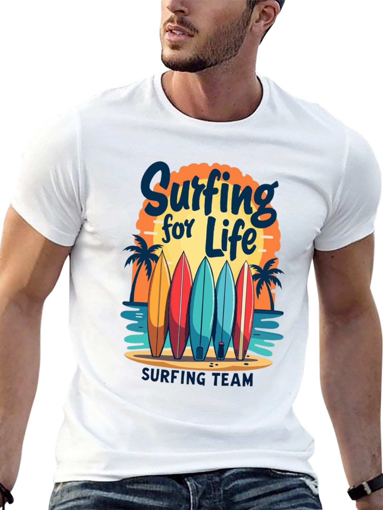 Surfing for Life T-Shirt - Beach Surfboard Tee