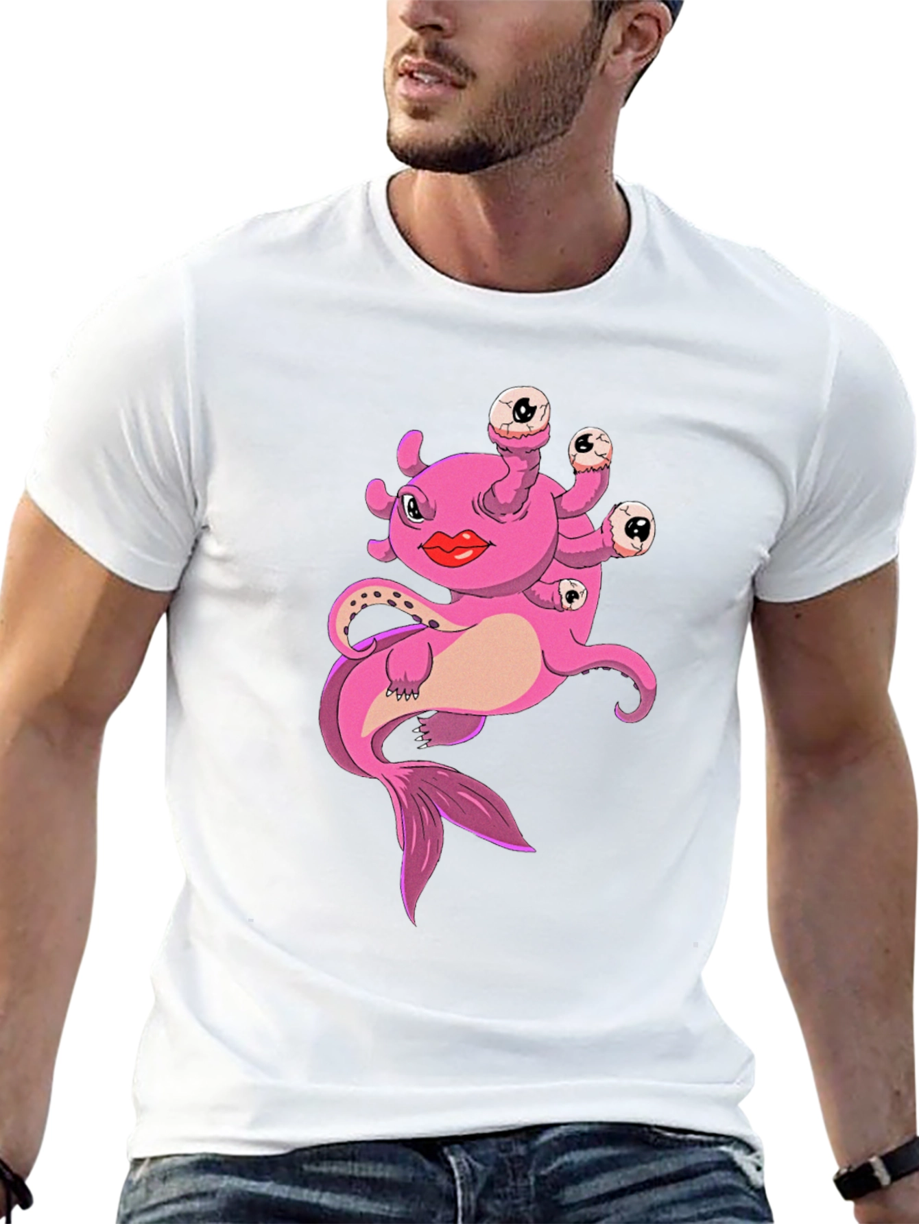 Funny Pink Creature Graphic T-Shirt