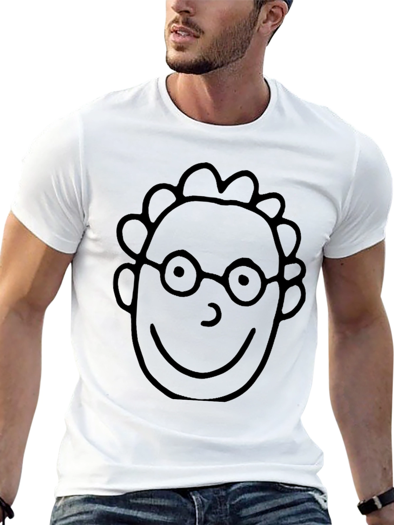 Cartoon Face Black T-Shirt