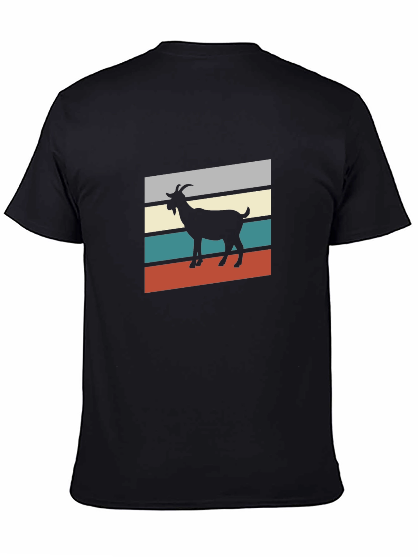 Goat Silhouette Retro Stripe T-Shirt