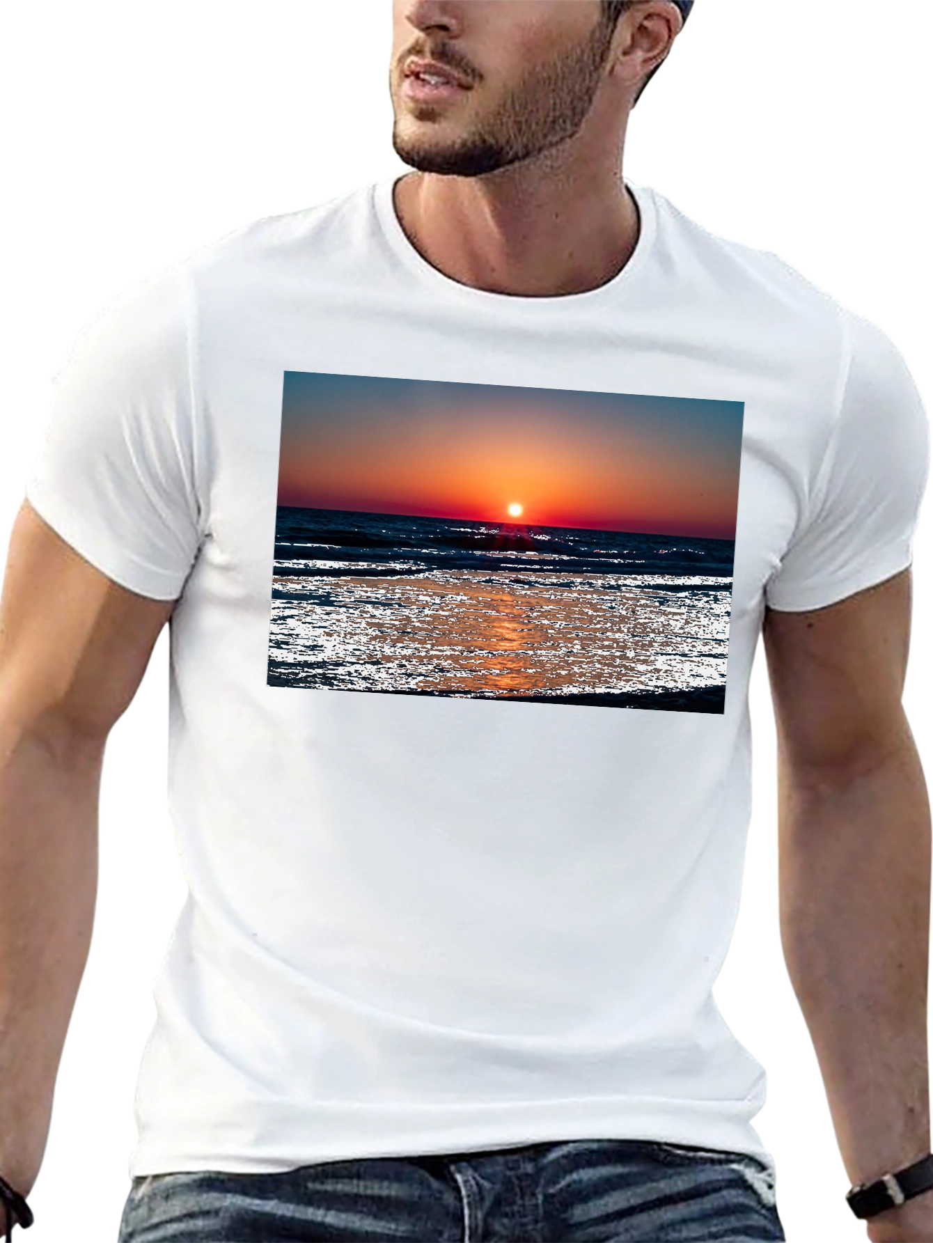 Sunset Beach Graphic Black T-Shirt