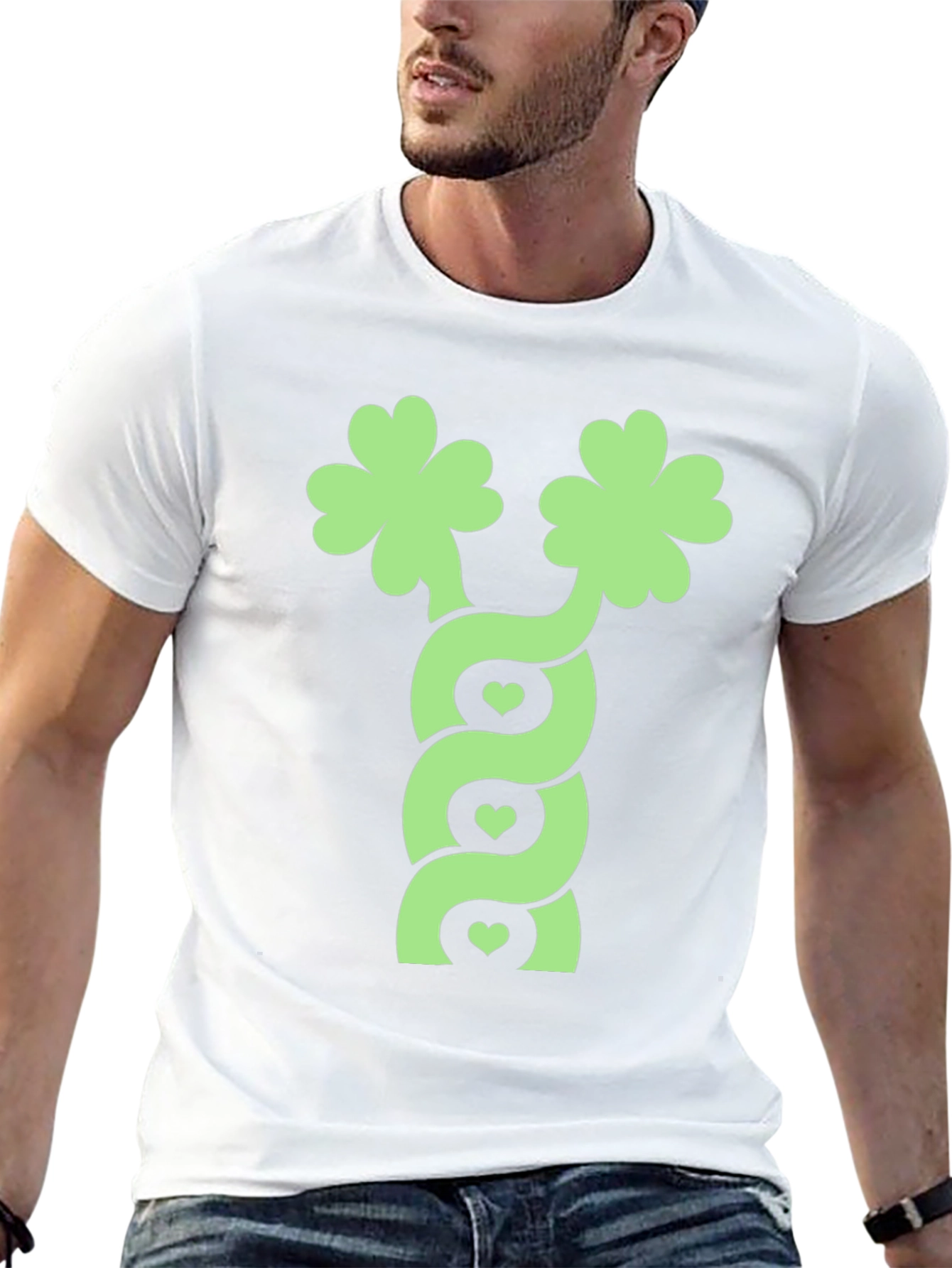 Lucky Clover Heart Twist Black T-Shirt
