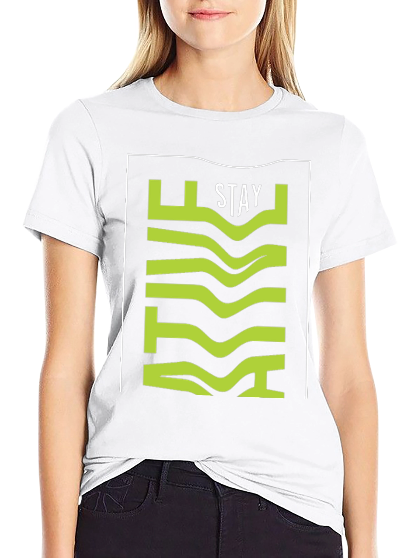 Stay Active Stylish Graphic Tee - Black Cotton
