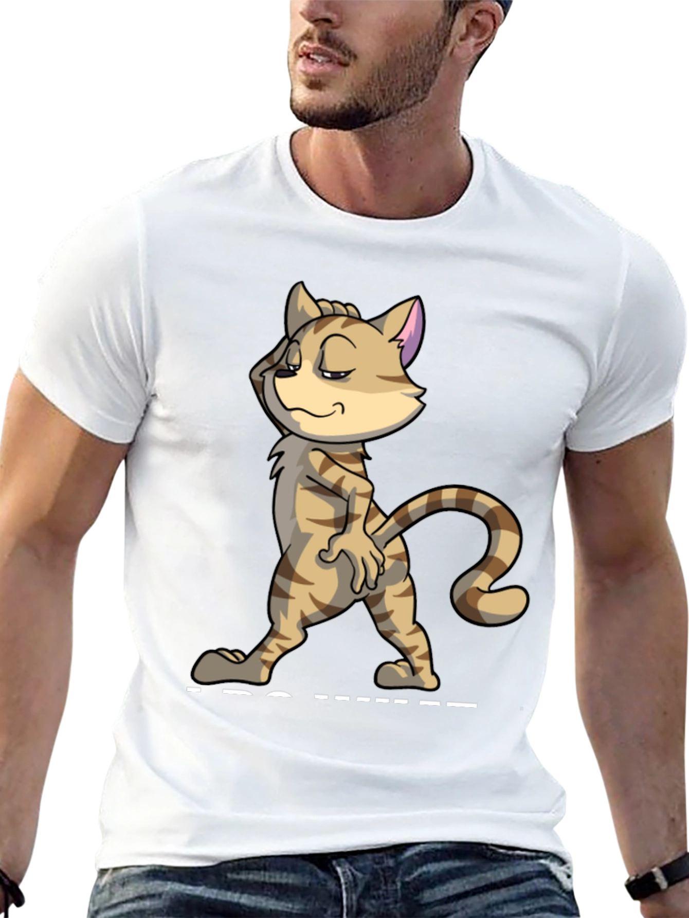 Funny Cat Strut T-Shirt - Mens Black Tee