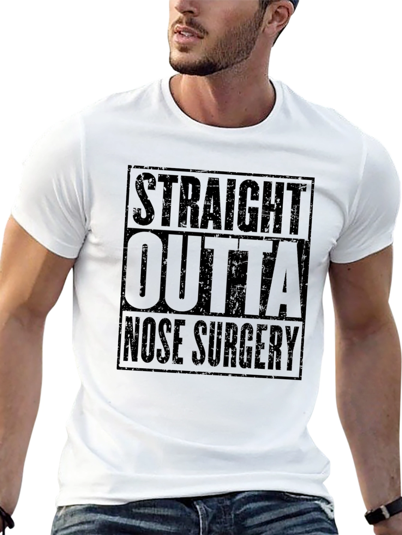 Straight Outta Nose Surgery Black T-Shirt