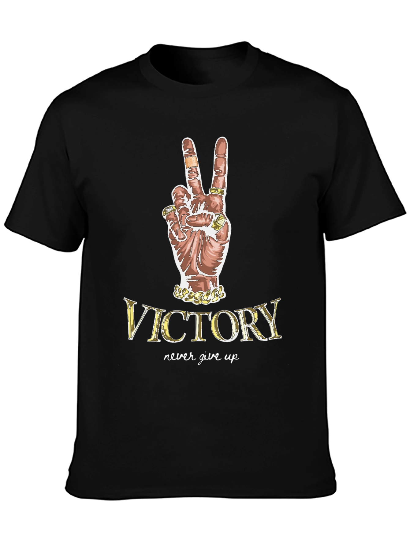 Victory Hand Gesture T-Shirt - Never Give Up