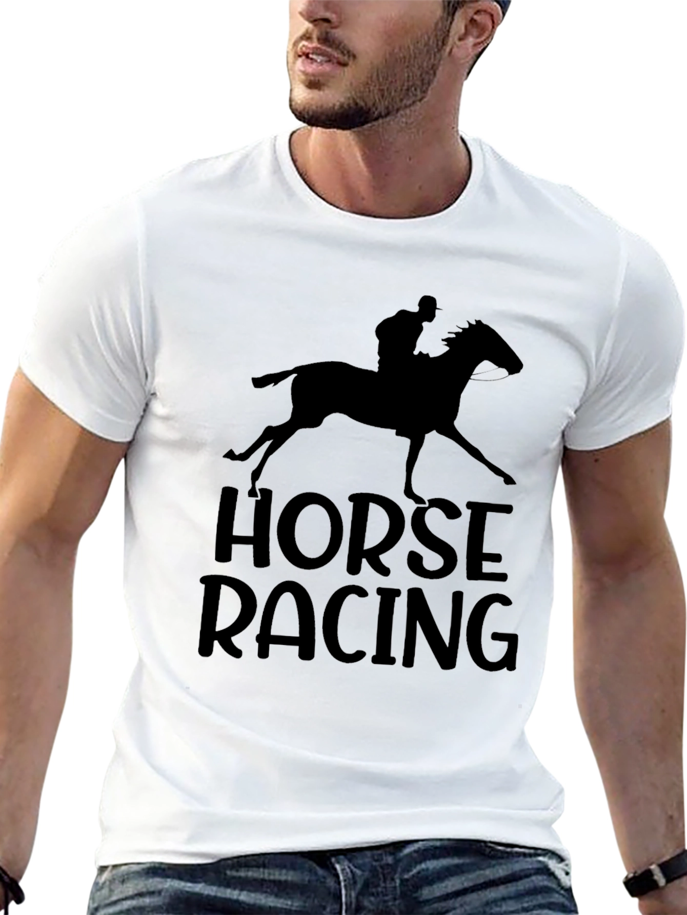 Horse Racing Black Graphic Tee Shirt
